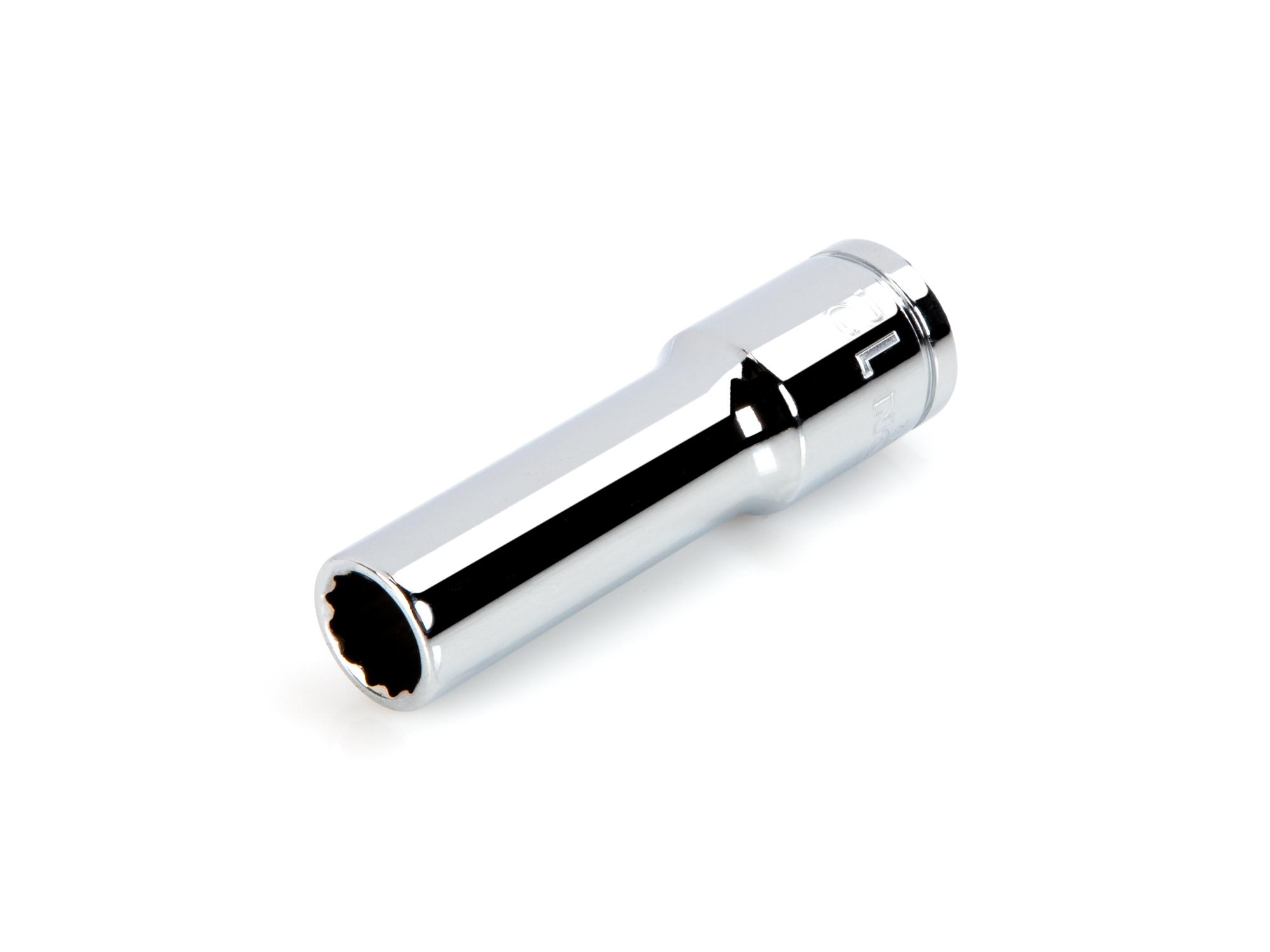 Front-right angle view of Tekton hand drive 12-point socket. Item #SHD23312