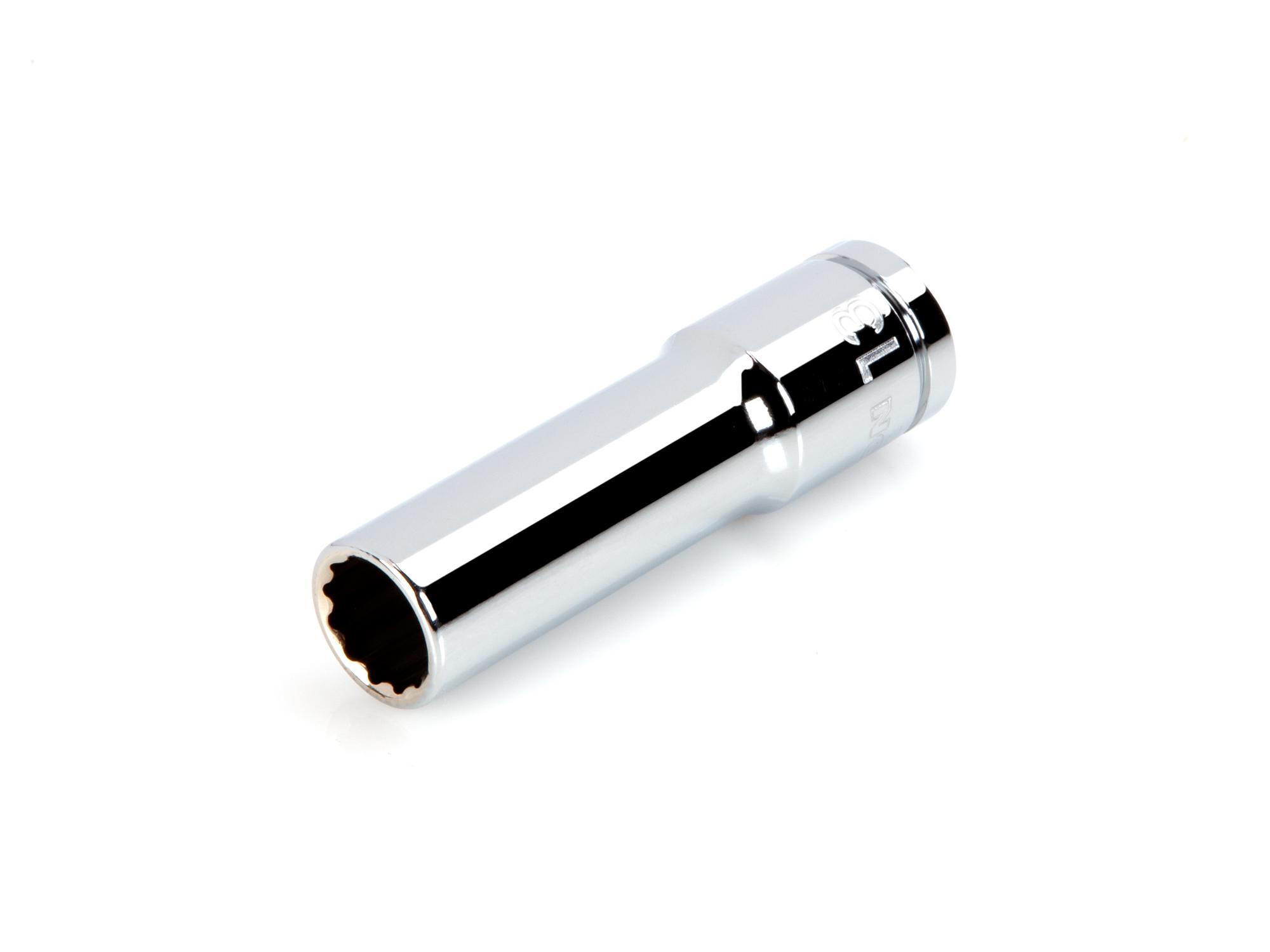 Front-right angle view of Tekton hand drive 12-point socket. Item #SHD23313