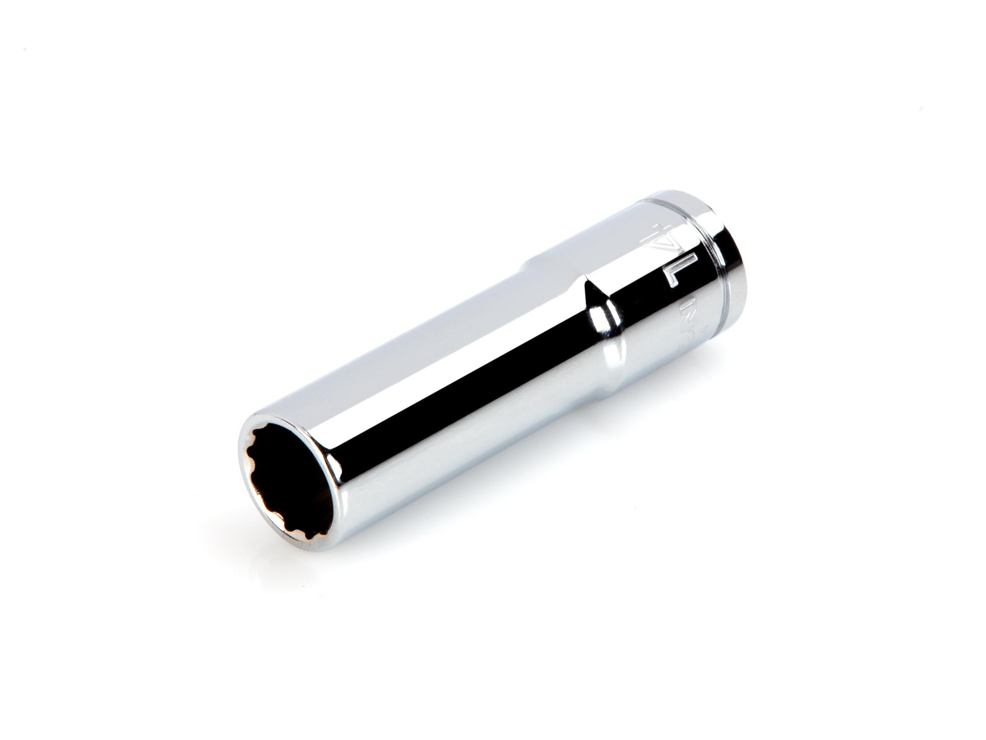 Front-right angle view of Tekton hand drive 12-point socket. Item #SHD23314