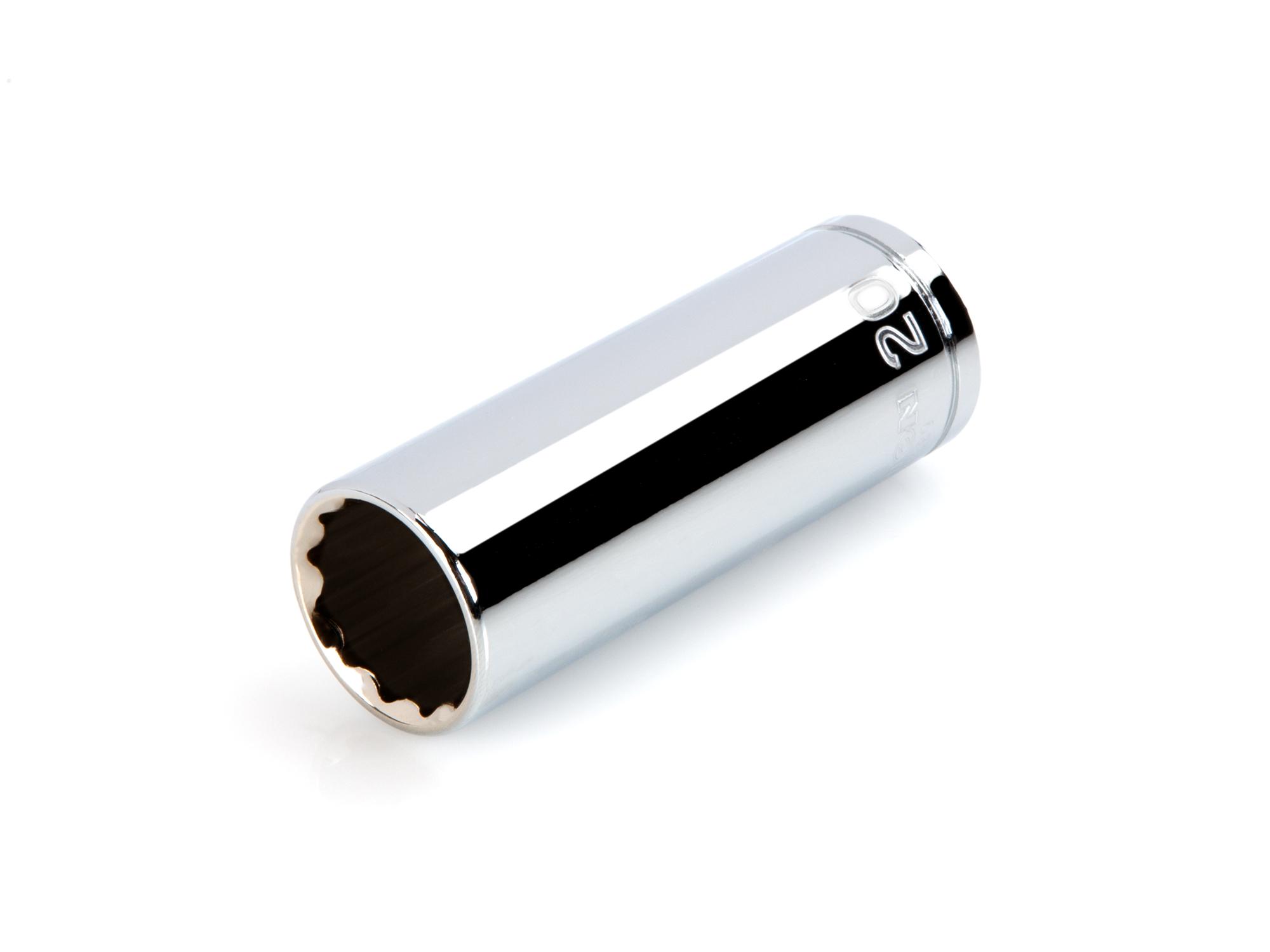 Front-right angle view of Tekton hand drive 12-point socket. Item #SHD23320
