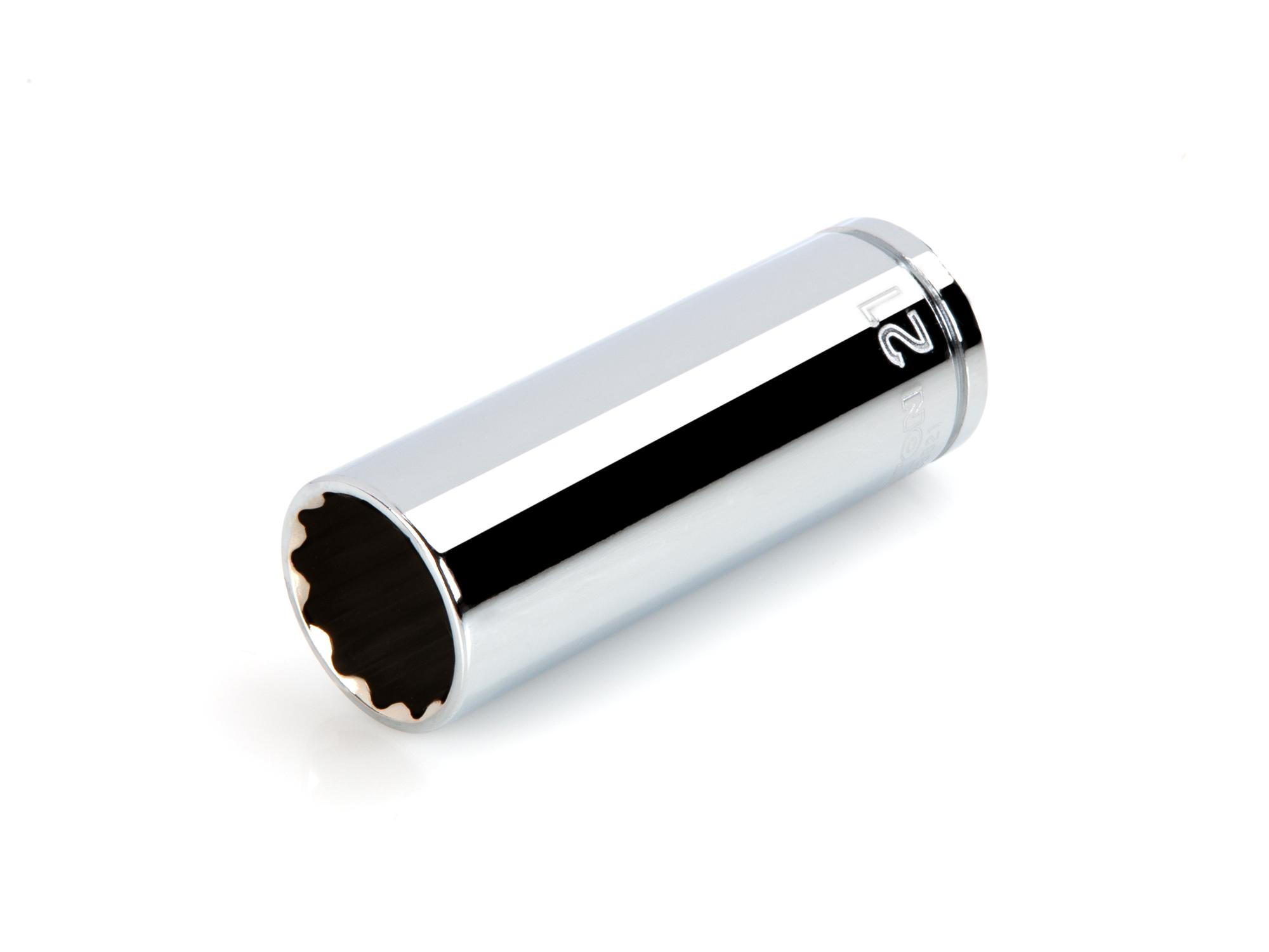 Front-right angle view of Tekton hand drive 12-point socket. Item #SHD23321