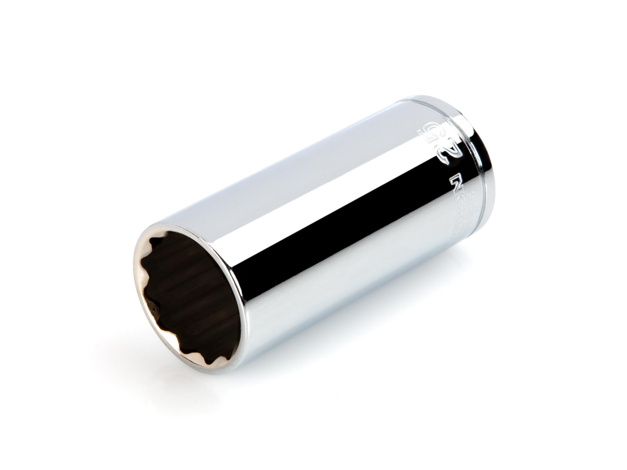 Front-right angle view of Tekton hand drive 12-point socket. Item #SHD23325