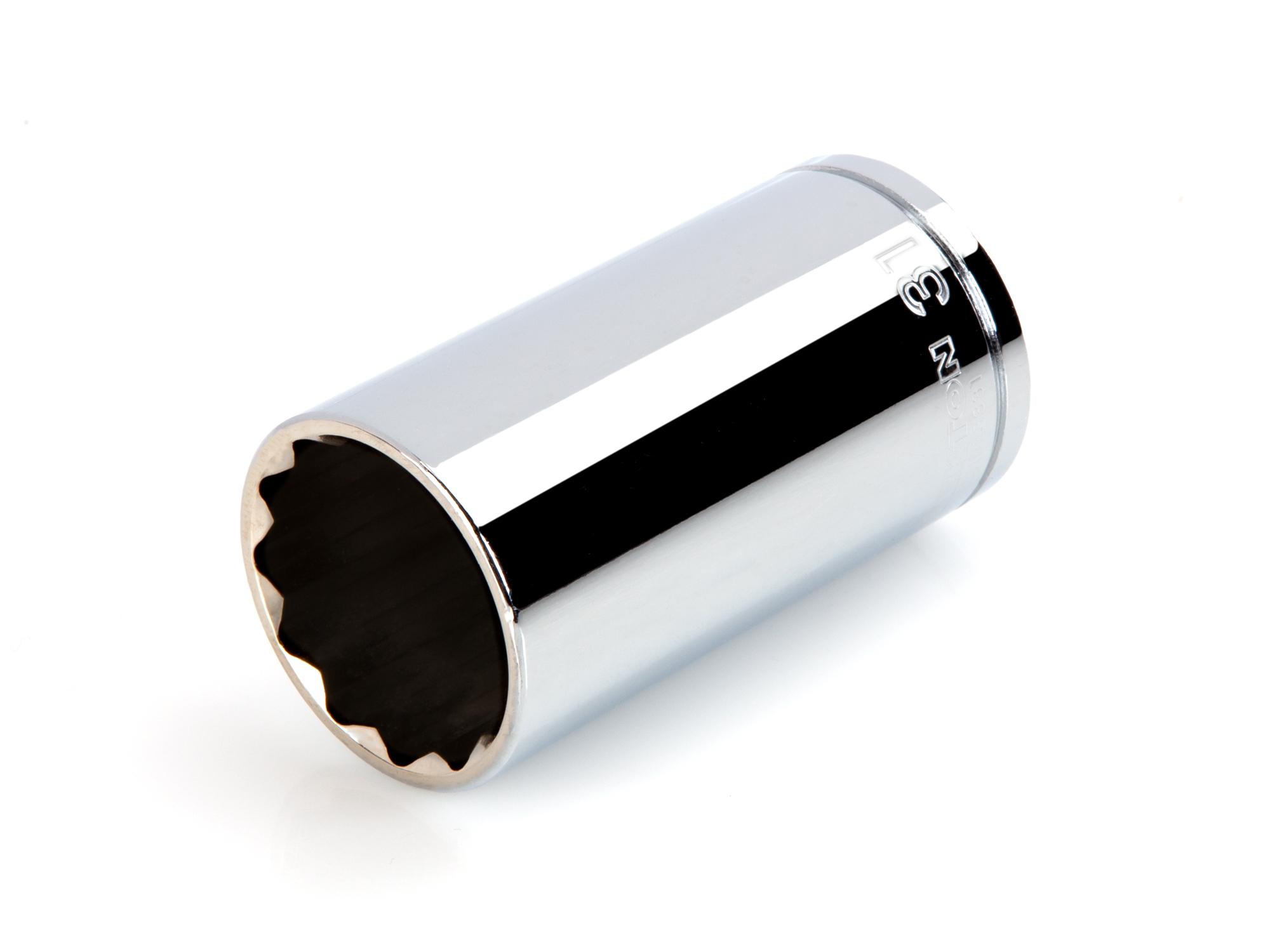 Front-right angle view of Tekton hand drive 12-point socket. Item #SHD23331