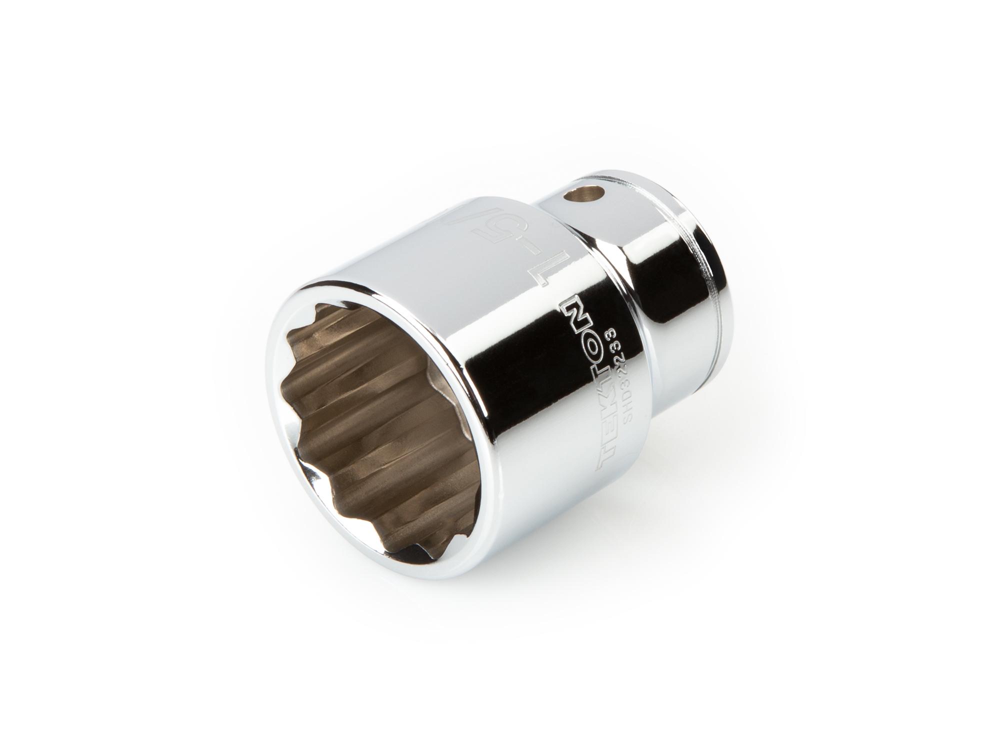 Front-right angle view of Tekton hand drive 12-point socket. Item #SHD32233