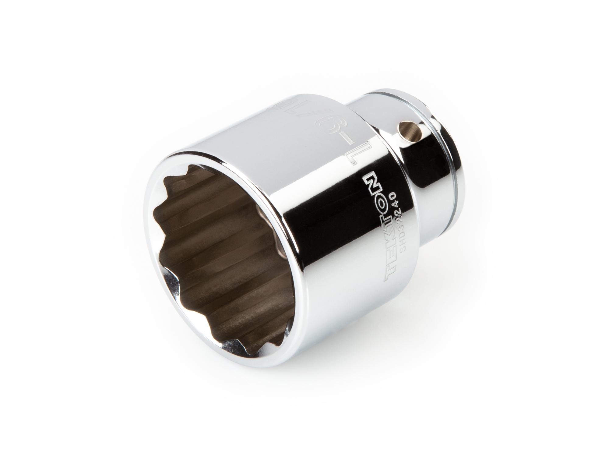 Front-right angle view of Tekton hand drive 12-point socket. Item #SHD32240