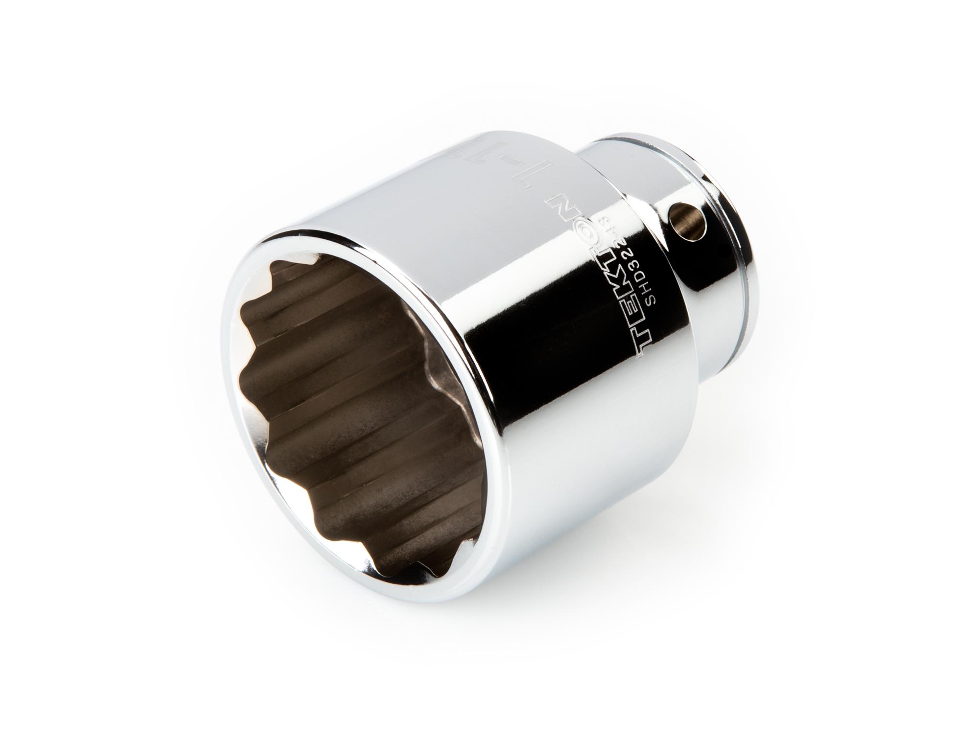 Front-right angle view of Tekton hand drive 12-point socket. Item #SHD32243