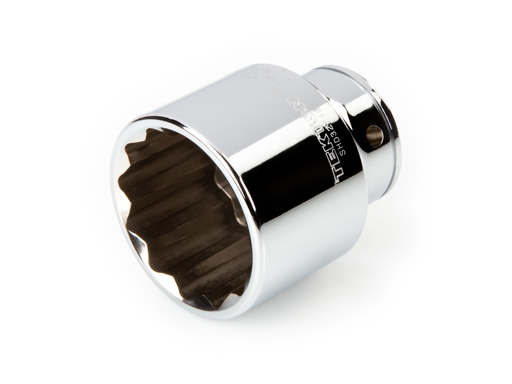 Front-right angle view of Tekton hand drive 12-point socket. Item #SHD32245