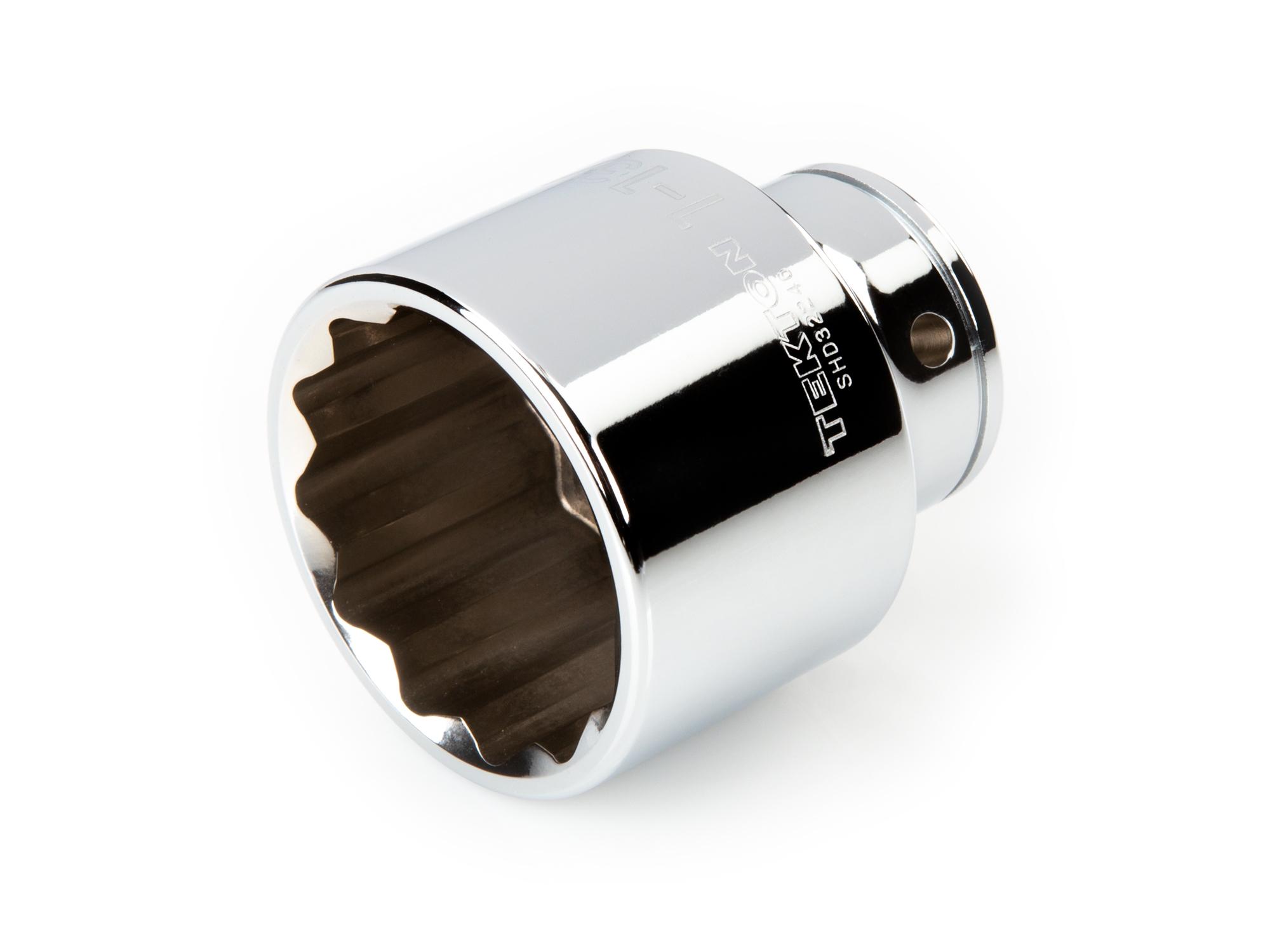 Front-right angle view of Tekton hand drive 12-point socket. Item #SHD32246