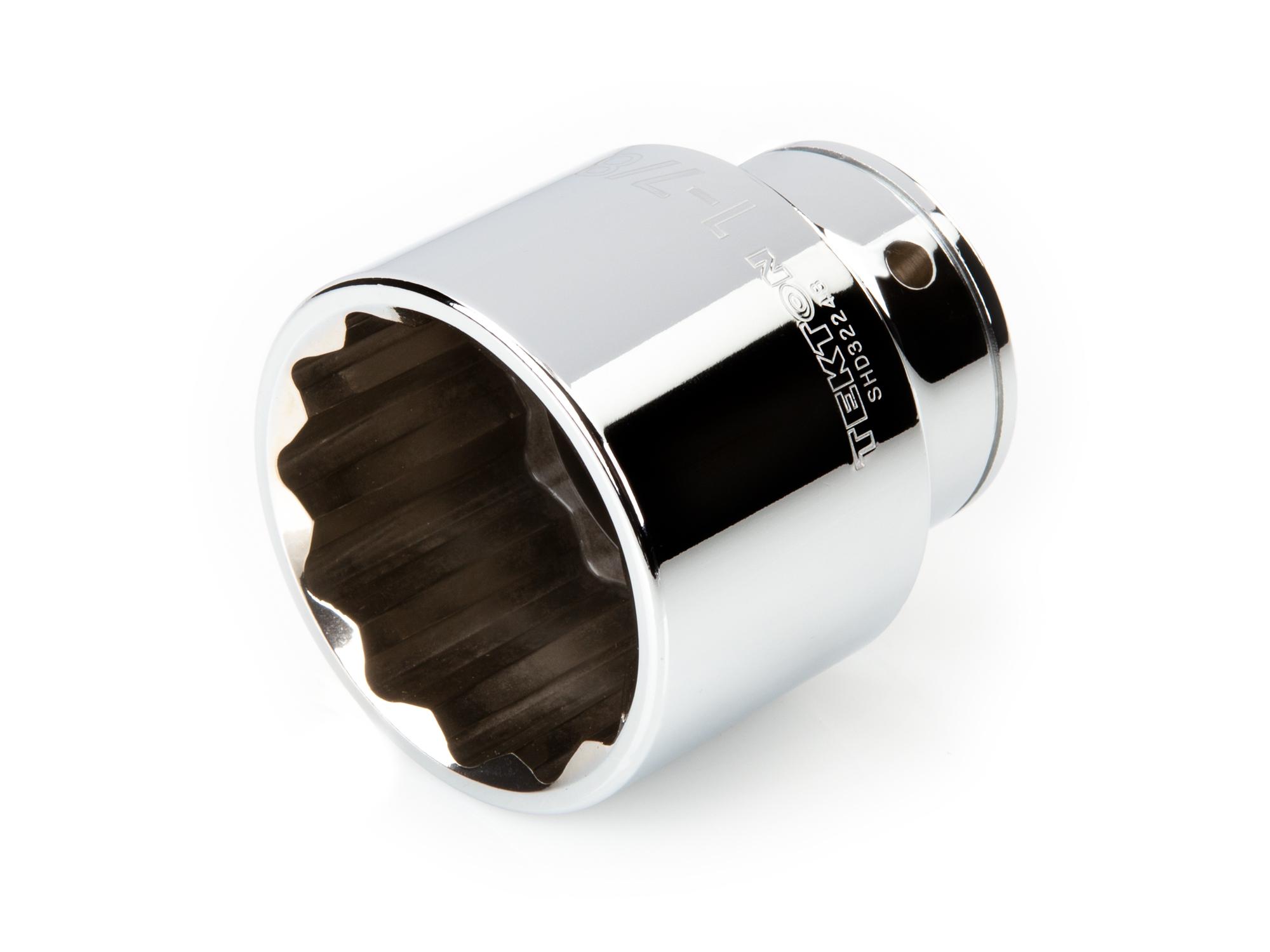 Front-right angle view of Tekton hand drive 12-point socket. Item #SHD32248