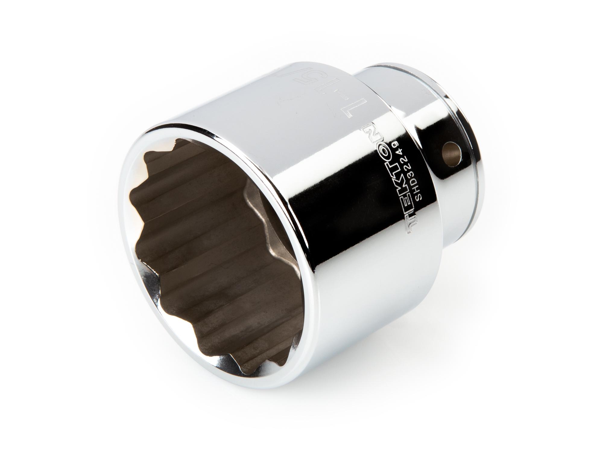 Front-right angle view of Tekton hand drive 12-point socket. Item #SHD32249