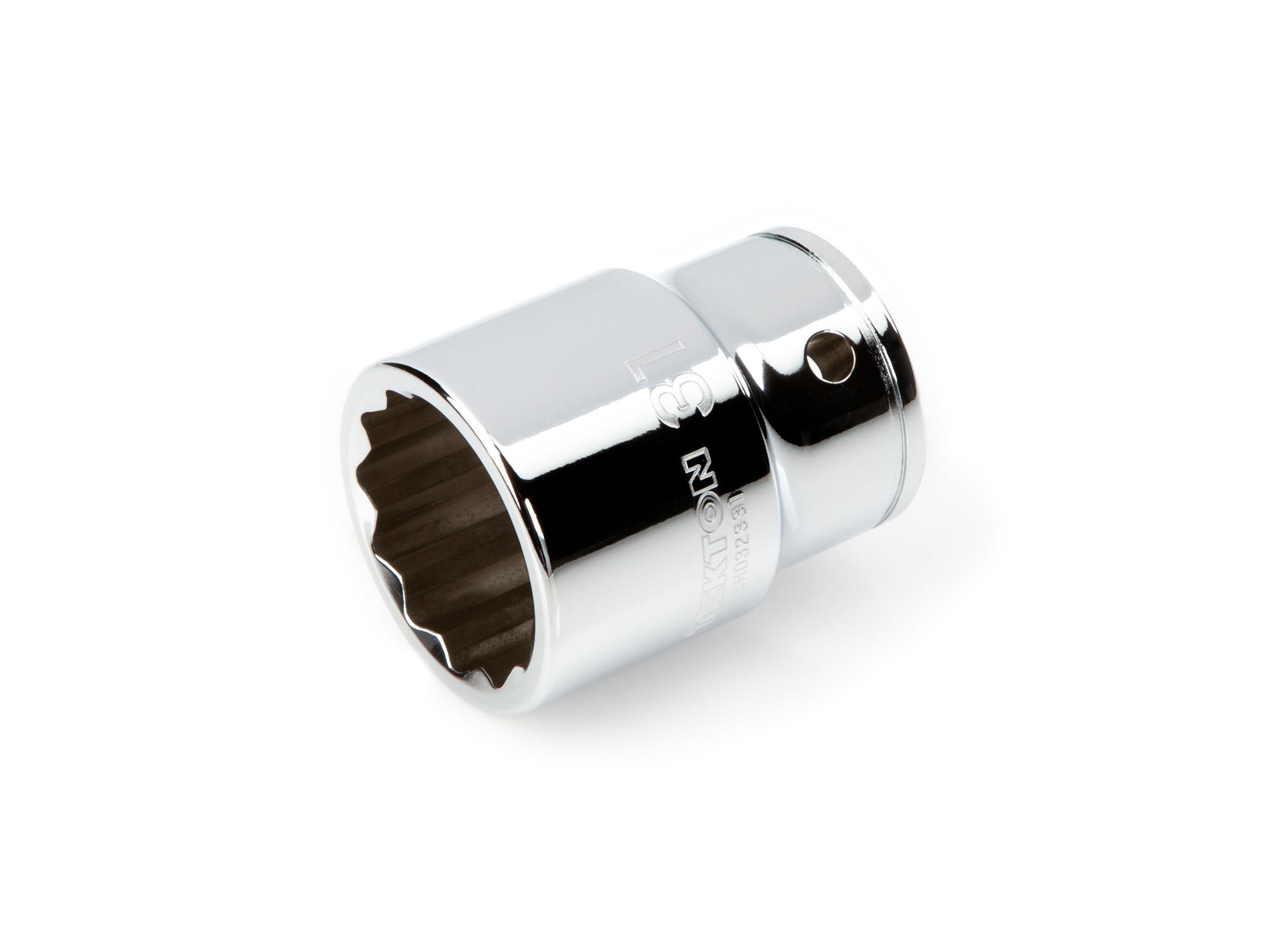 Front-right angle view of Tekton hand drive 12-point socket. Item #SHD32331