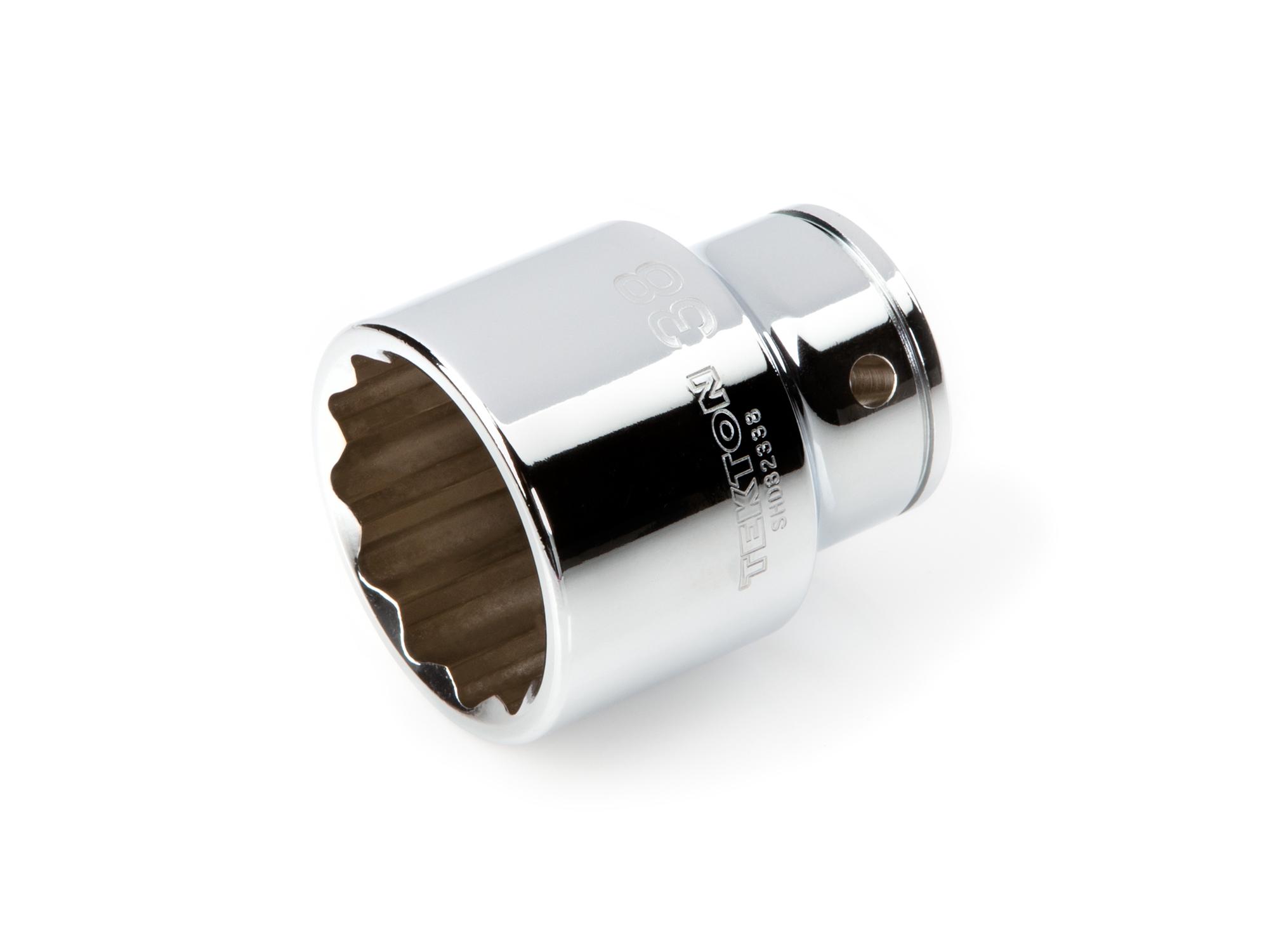 Front-right angle view of Tekton hand drive 12-point socket. Item #SHD32338
