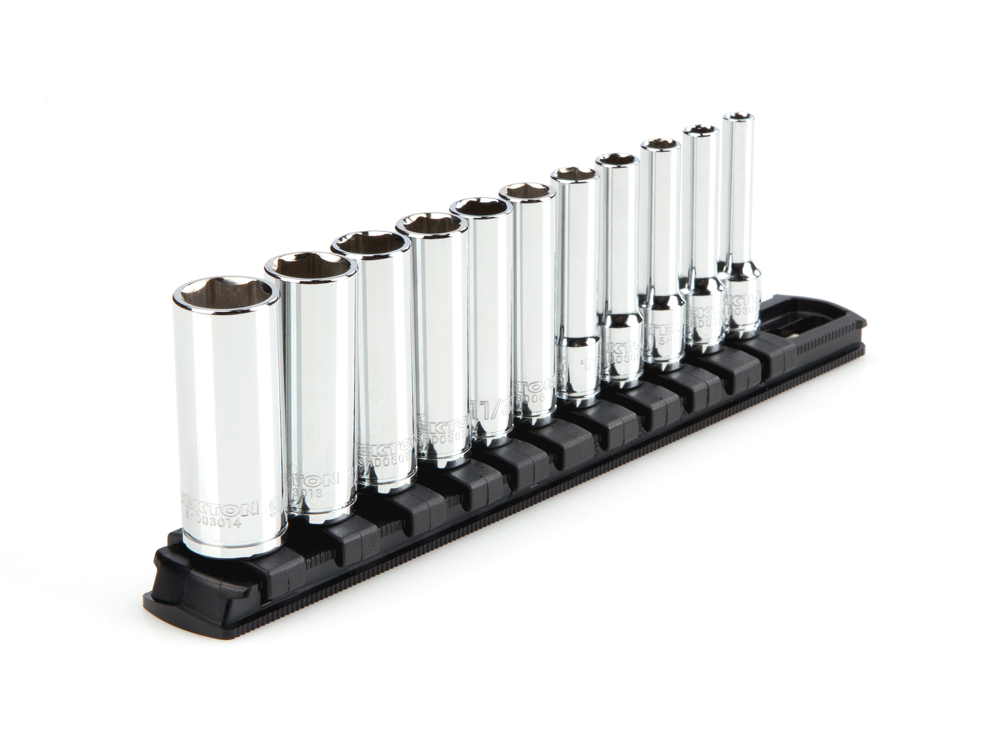 1/4 Inch Drive Deep 6-Point Socket Set with Rail (11-Piece)