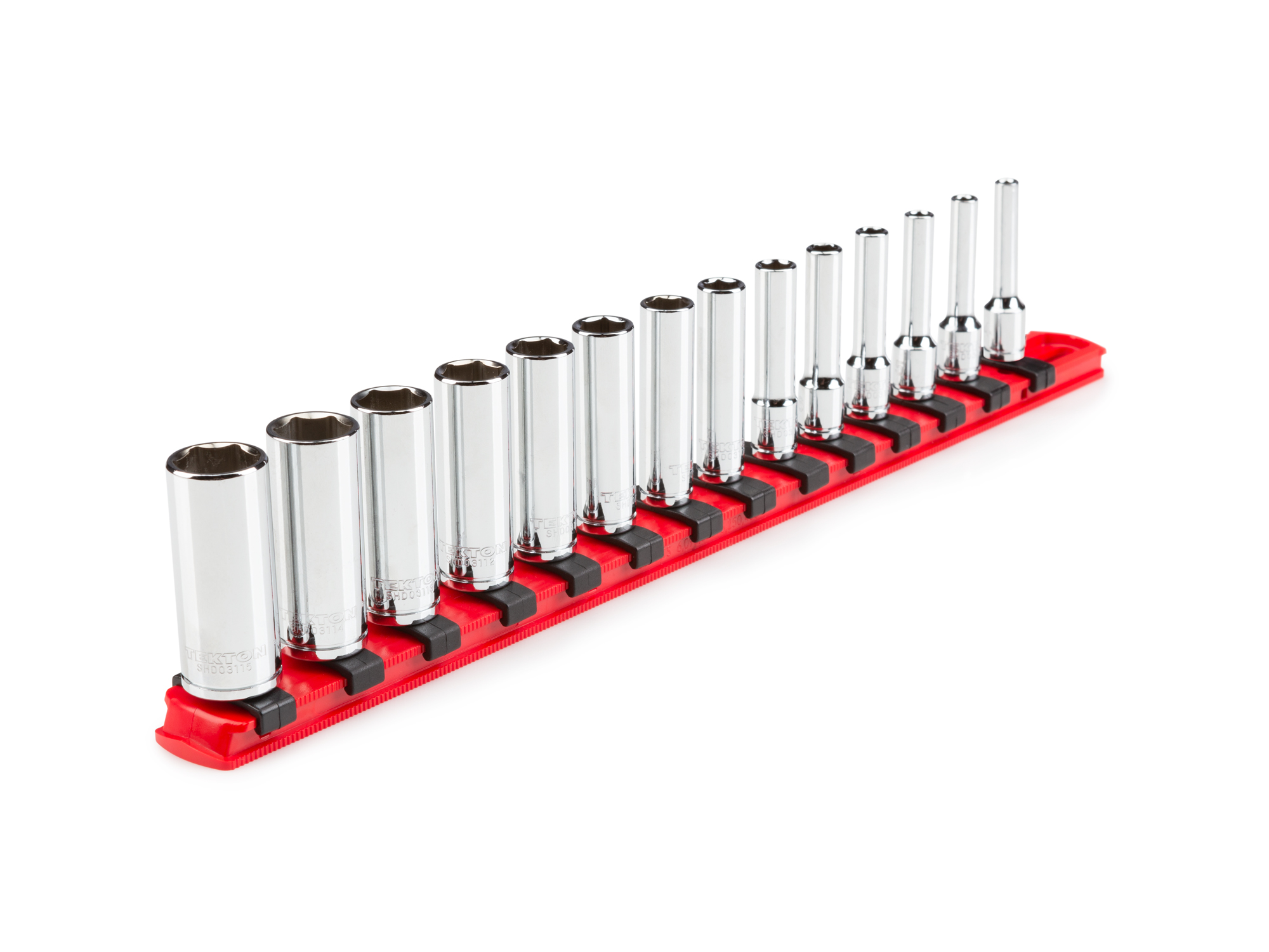 1/4 Inch Drive Deep 6-Point Socket Set with Rail (14-Piece)