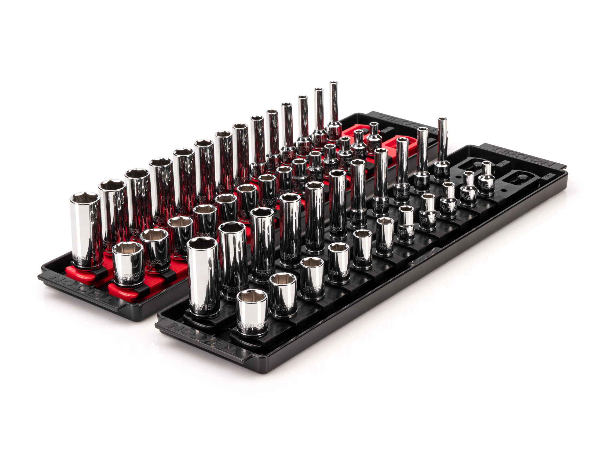 1/4 Inch Drive 6-Point Socket Set with Rails and Trays (50-Piece)