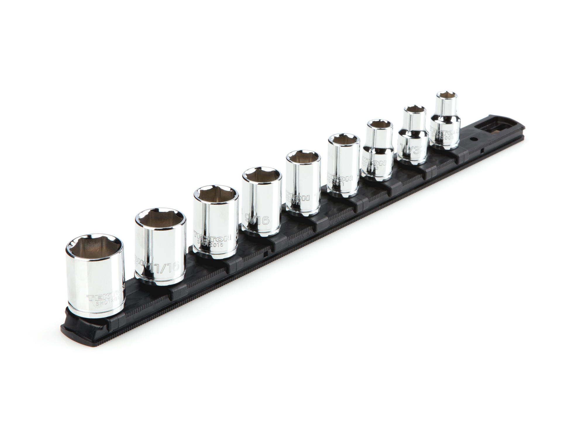 3/8 Inch Drive 6-Point Socket Set with Rail (9-Piece)