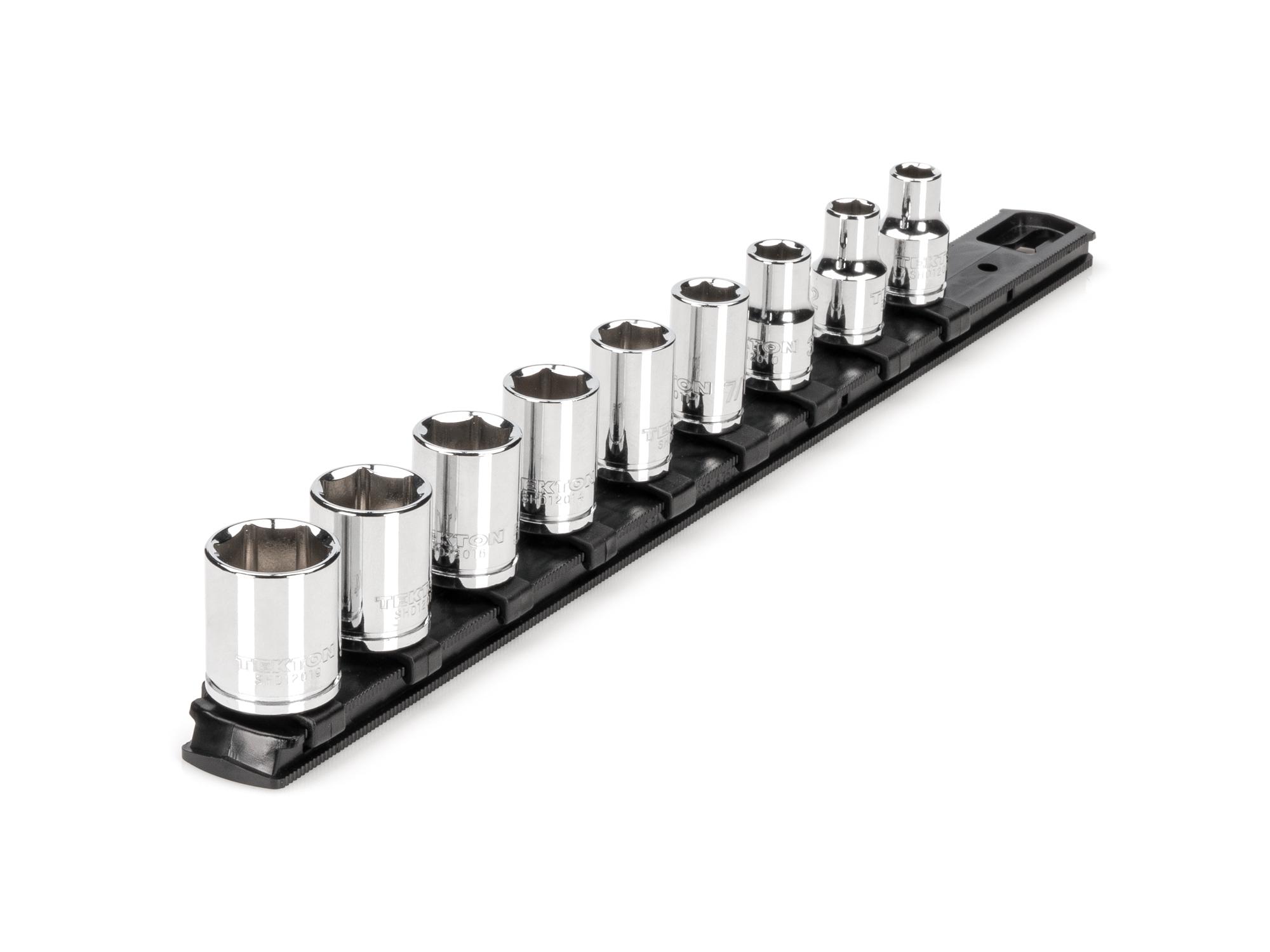 3/8 Inch Drive Shallow 6-Point Socket Set with Rail (9-Piece)