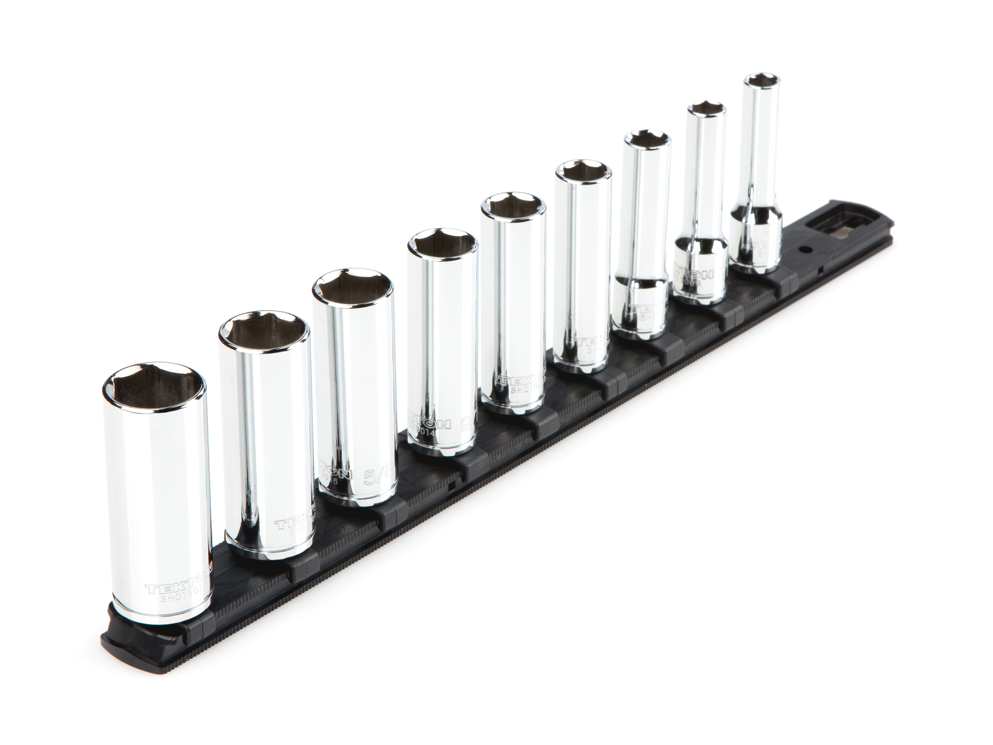 3/8 Inch Drive Deep 6-Point Socket Set with Rail (9-Piece)