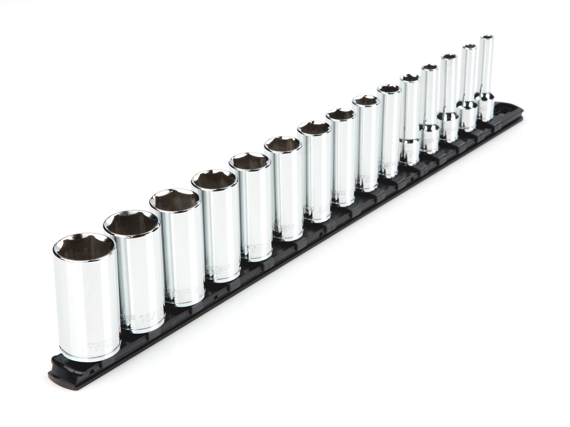 3/8 Inch Drive Deep 6-Point Socket Set with Rail (15-Piece)