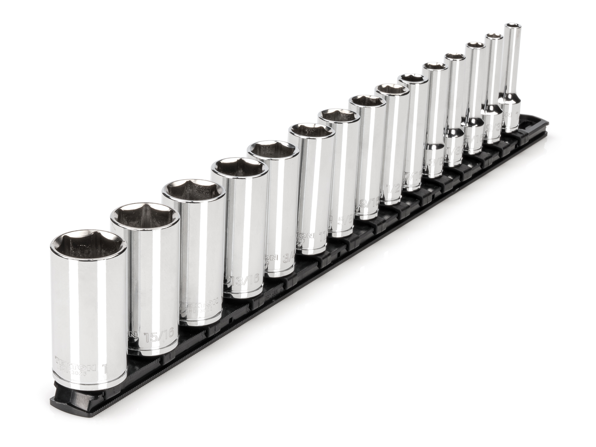 3/8 Inch Drive Deep 6-Point Socket Set with Rail (15-Piece)