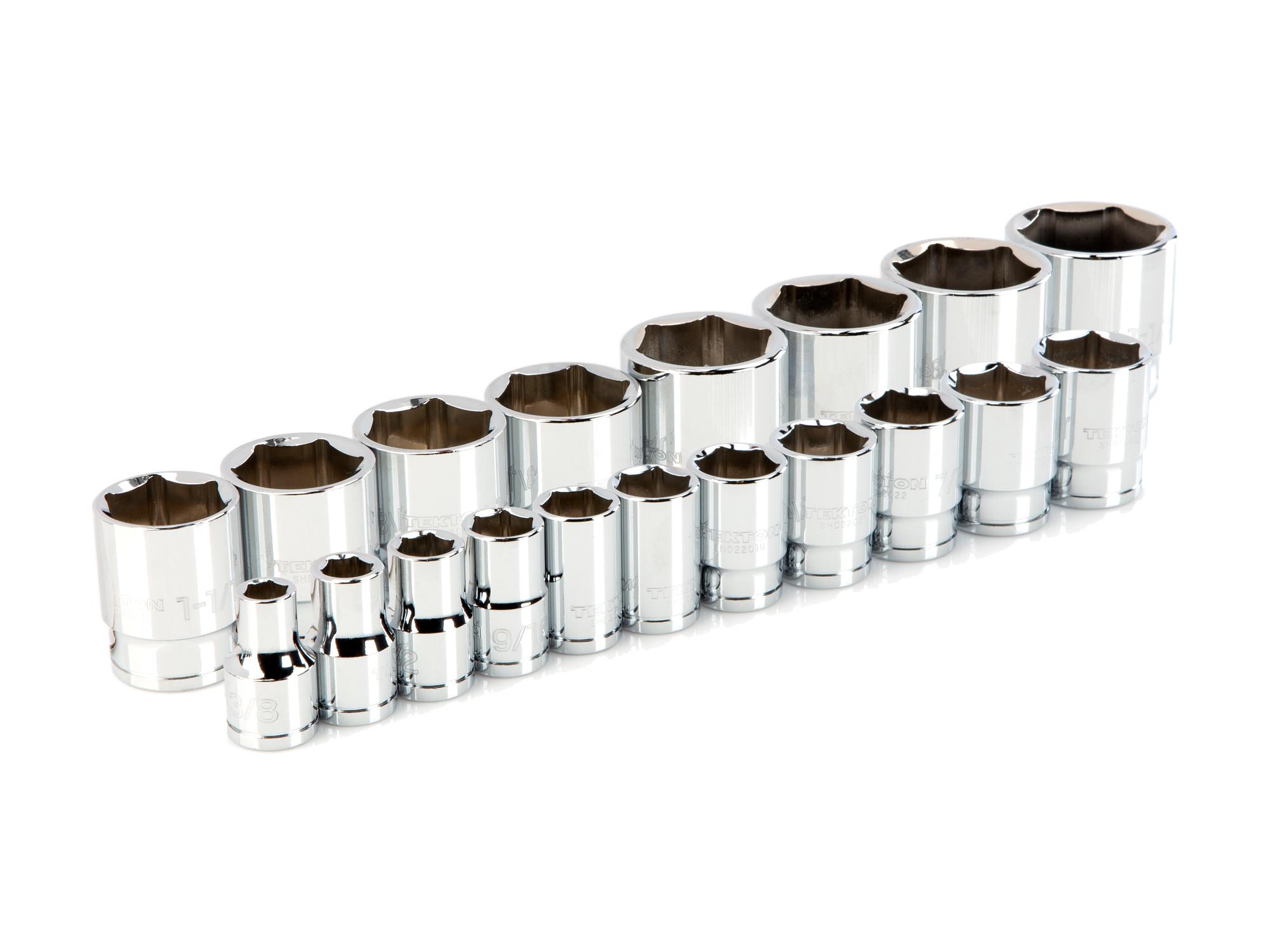 1/2 Inch Drive Shallow 6-Point Socket Set (19-Piece)