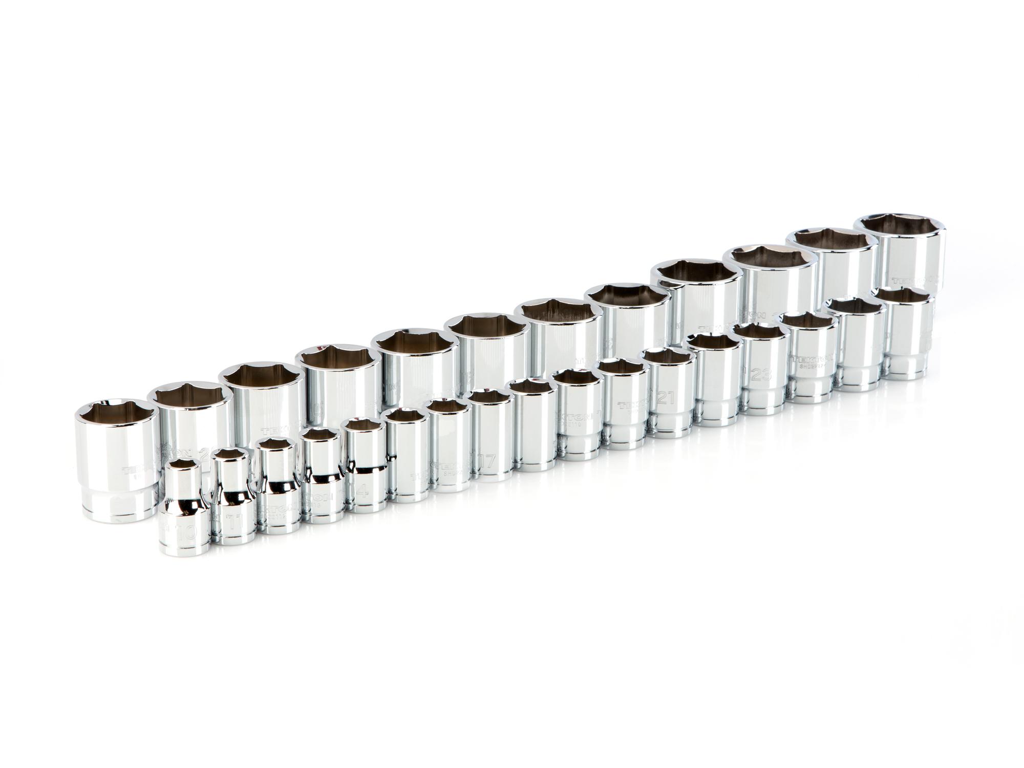 1/2 Inch Drive Shallow 6-Point Socket Set (29-Piece)