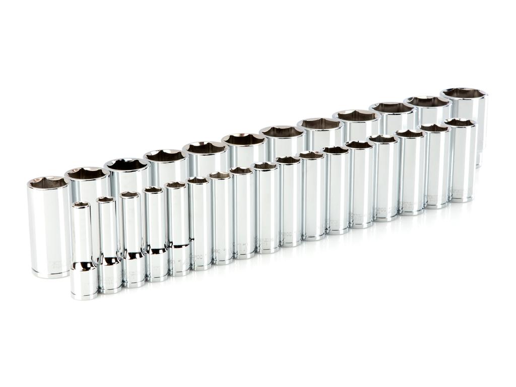 1/2 Inch Drive Deep 6-Point Socket Set (10 - 38 mm) | TEKTON