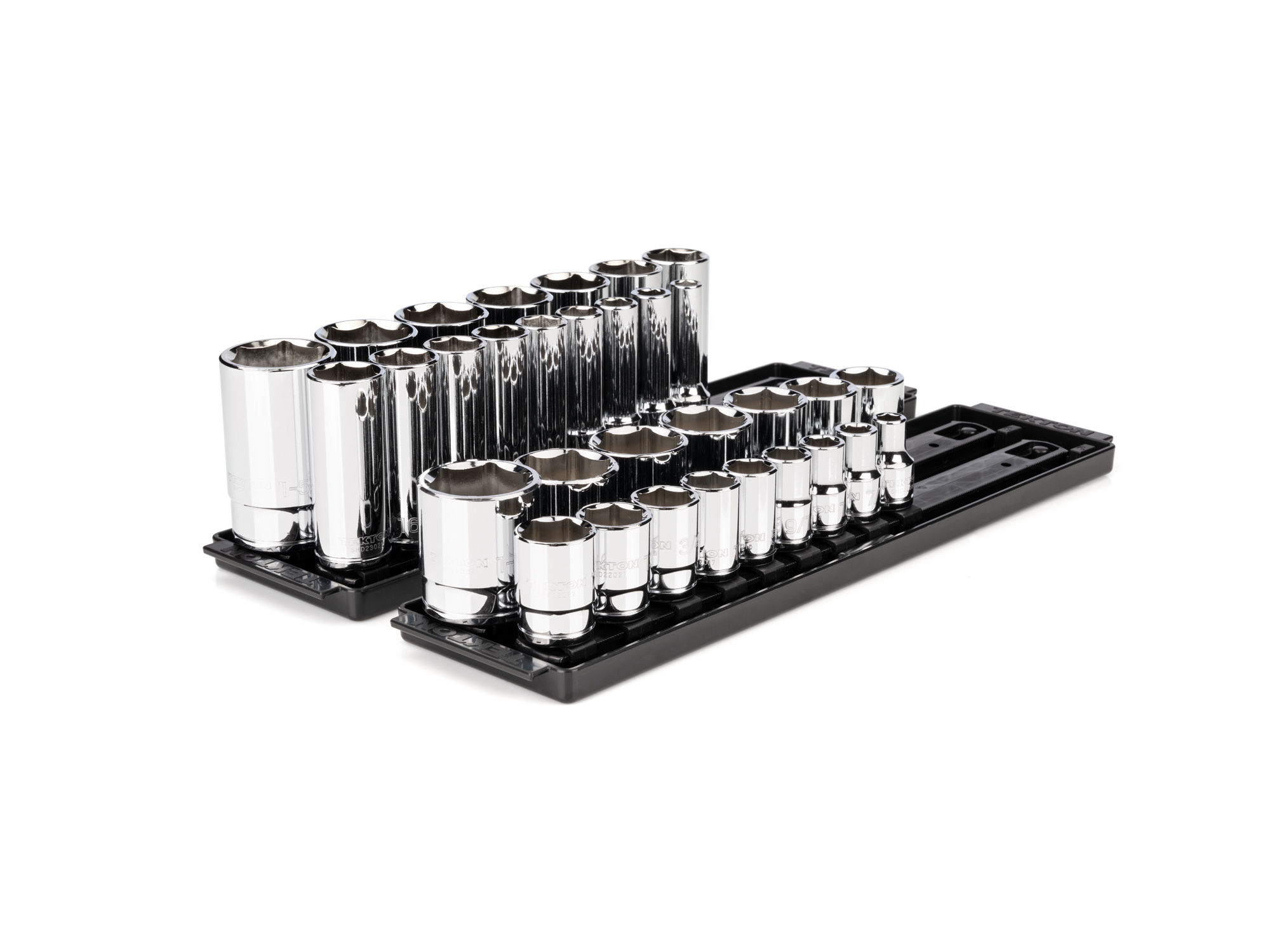 TEKTON 1/2 Inch Drive 6-Point Socket Set with Rails and Trays, 32-Piece (3/8 - 1-5/16 in.)