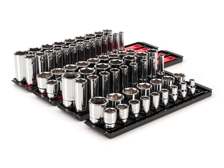1/2 Inch Drive Shallow and Deep 6-Point Socket Set with Rails | TEKTON