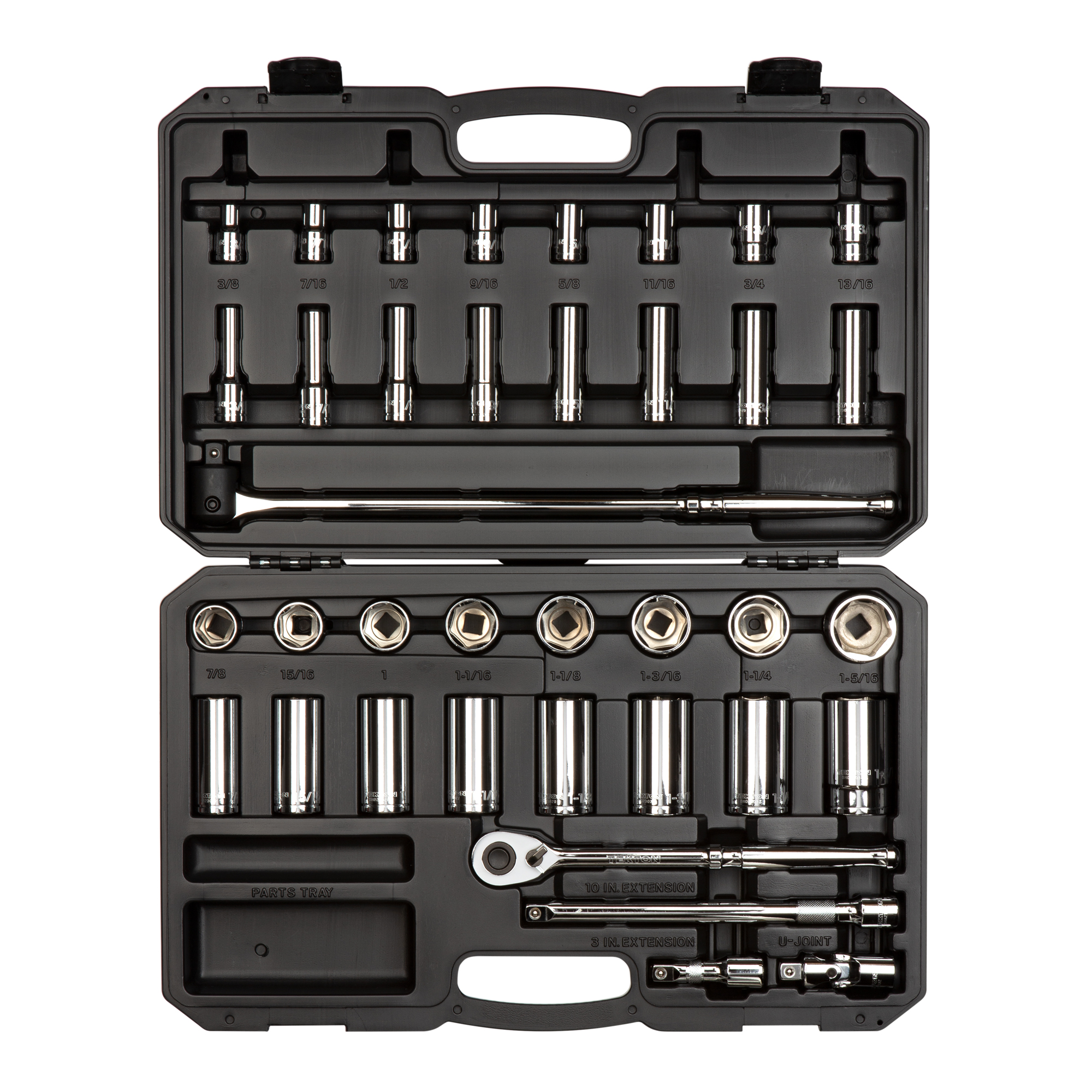 1/2 Inch Drive 6-Point Socket and Ratchet Set with Case (37-Piece)