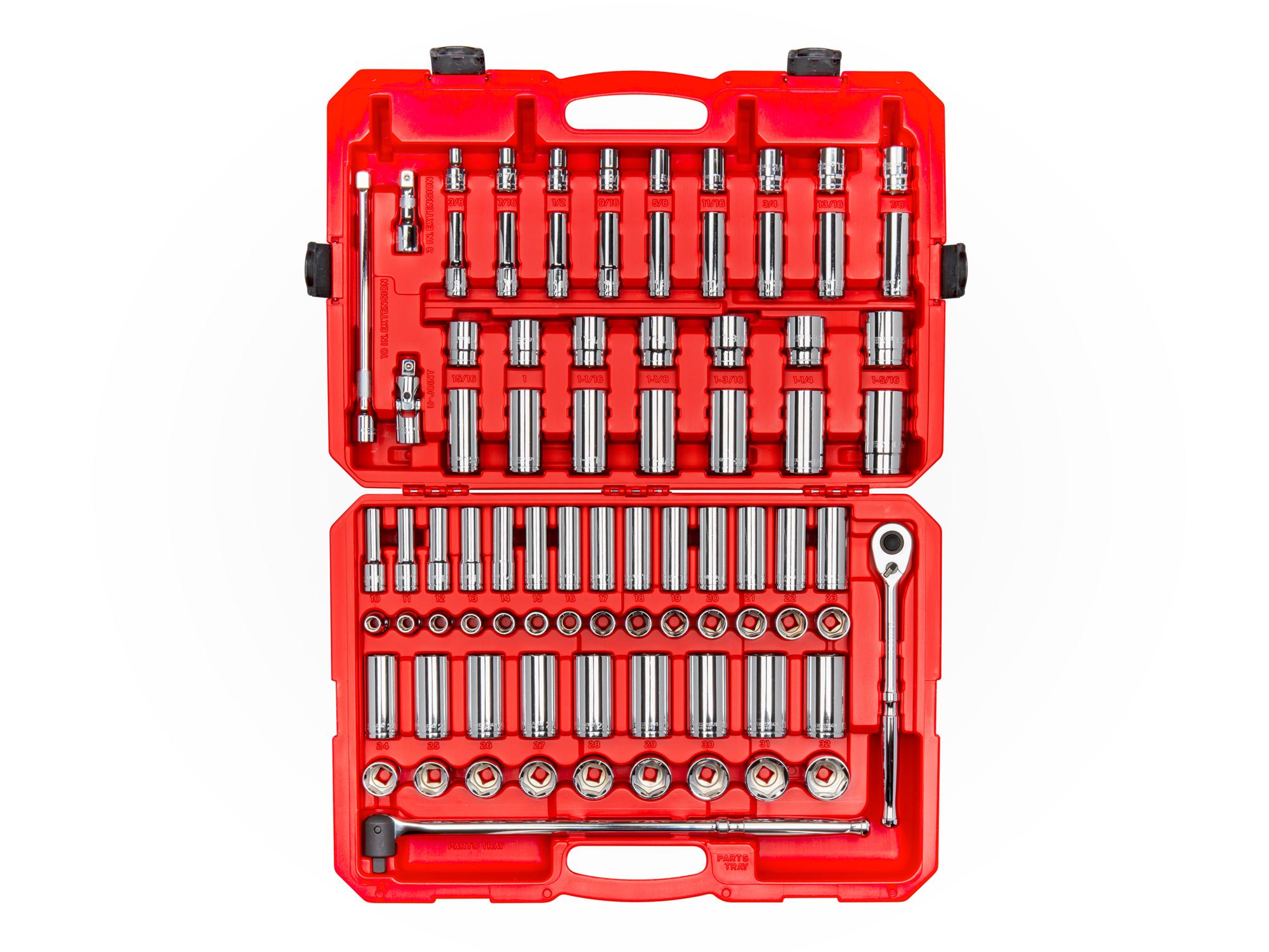 Front view of Tekton case hand drive 6-point socket set. Item #SKT25302