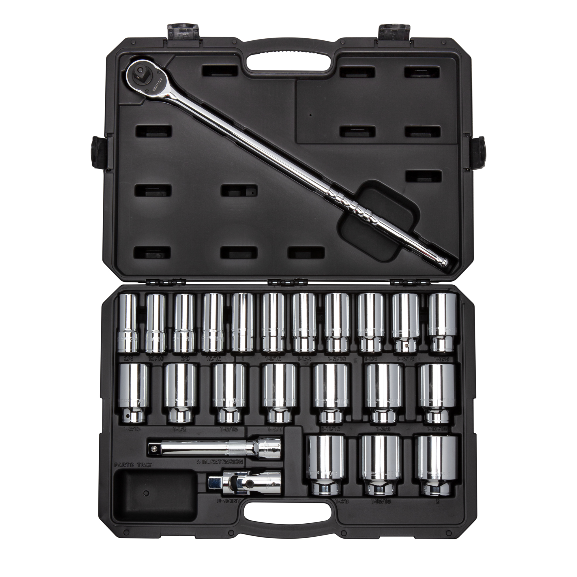 3/4 Inch Drive Deep 6-Point Socket and Ratchet Set with Case (24-Piece)