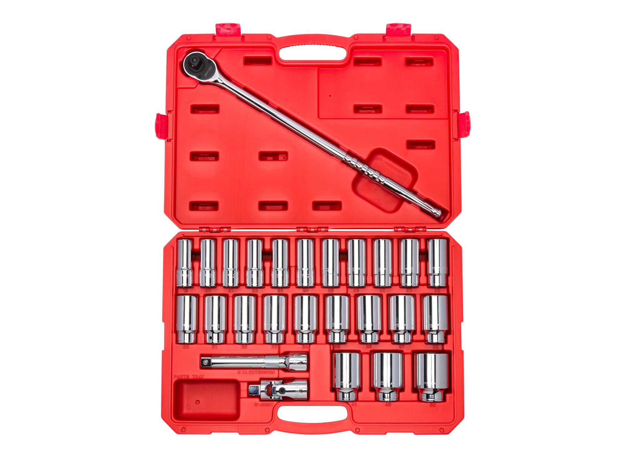 Front view of Tekton case hand drive 6-point socket set. Item #SKT35206
