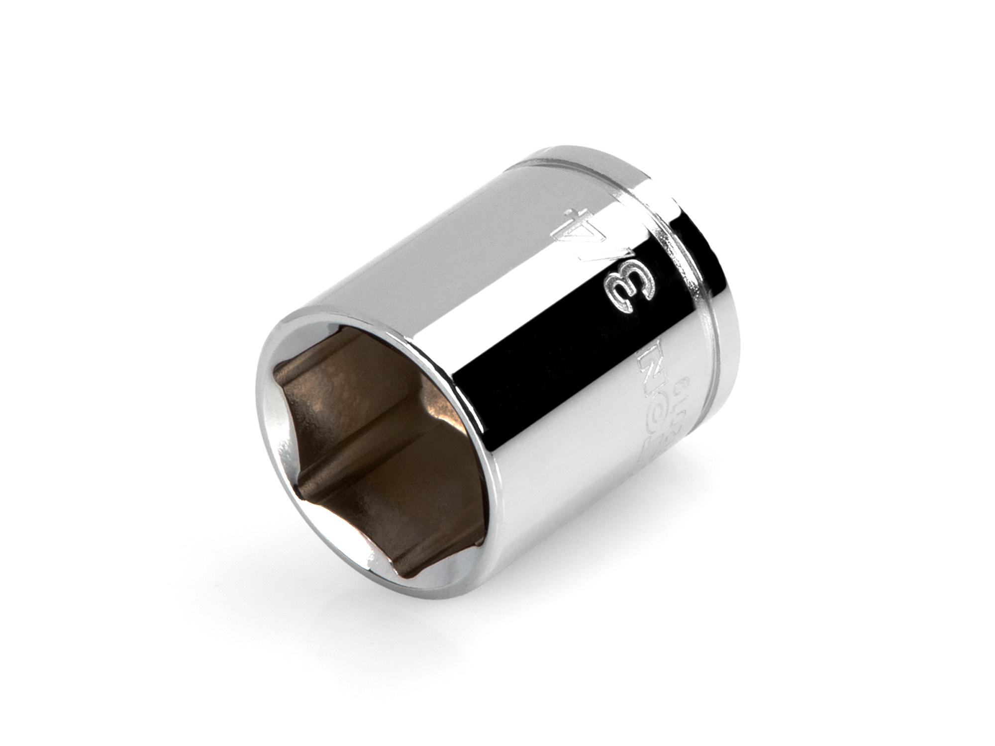 Front-right angle view of Tekton hand drive 6-point socket. Item #SHD12019