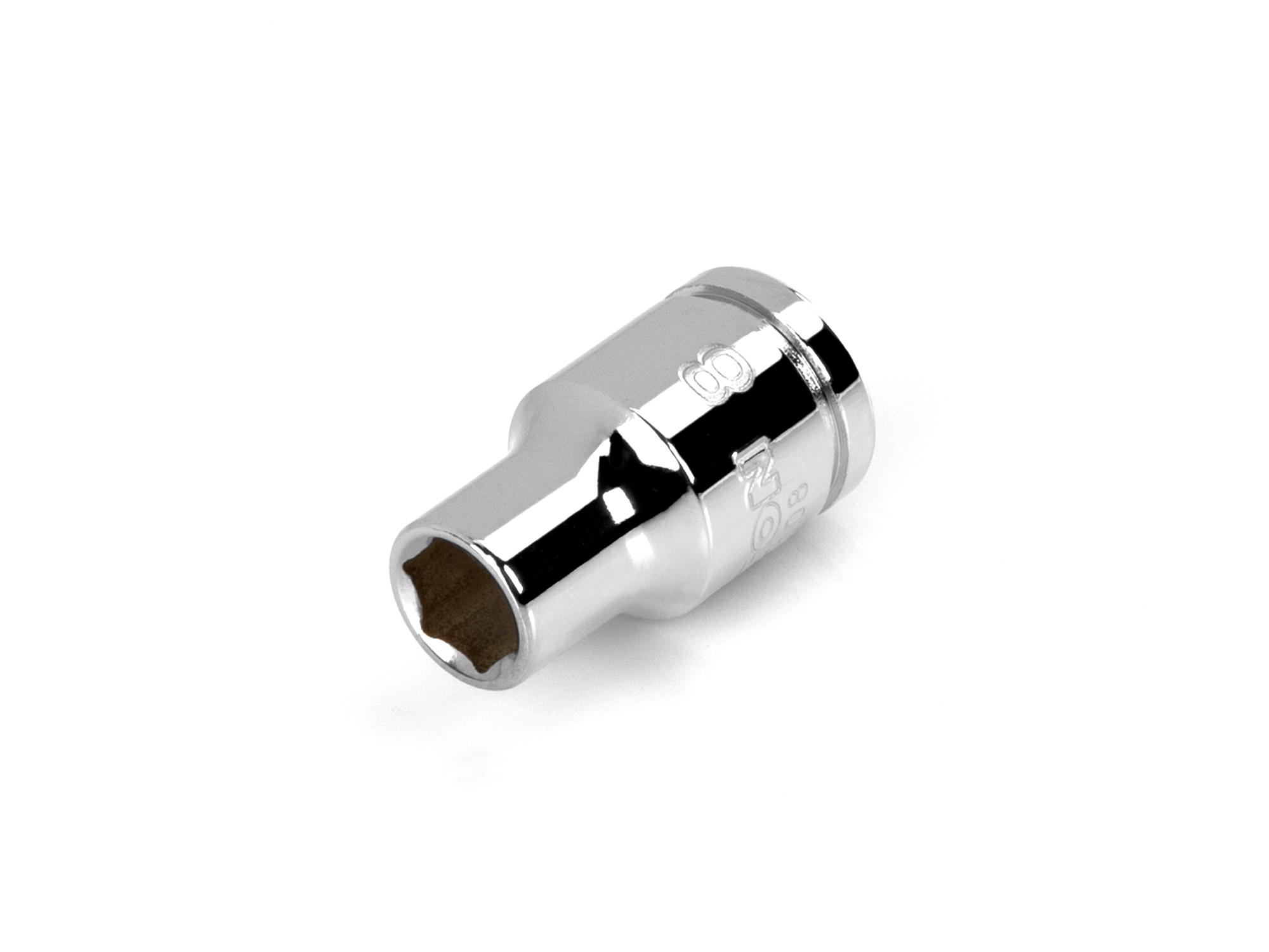 Front-right angle view of Tekton hand drive 6-point socket. Item #SHD12108