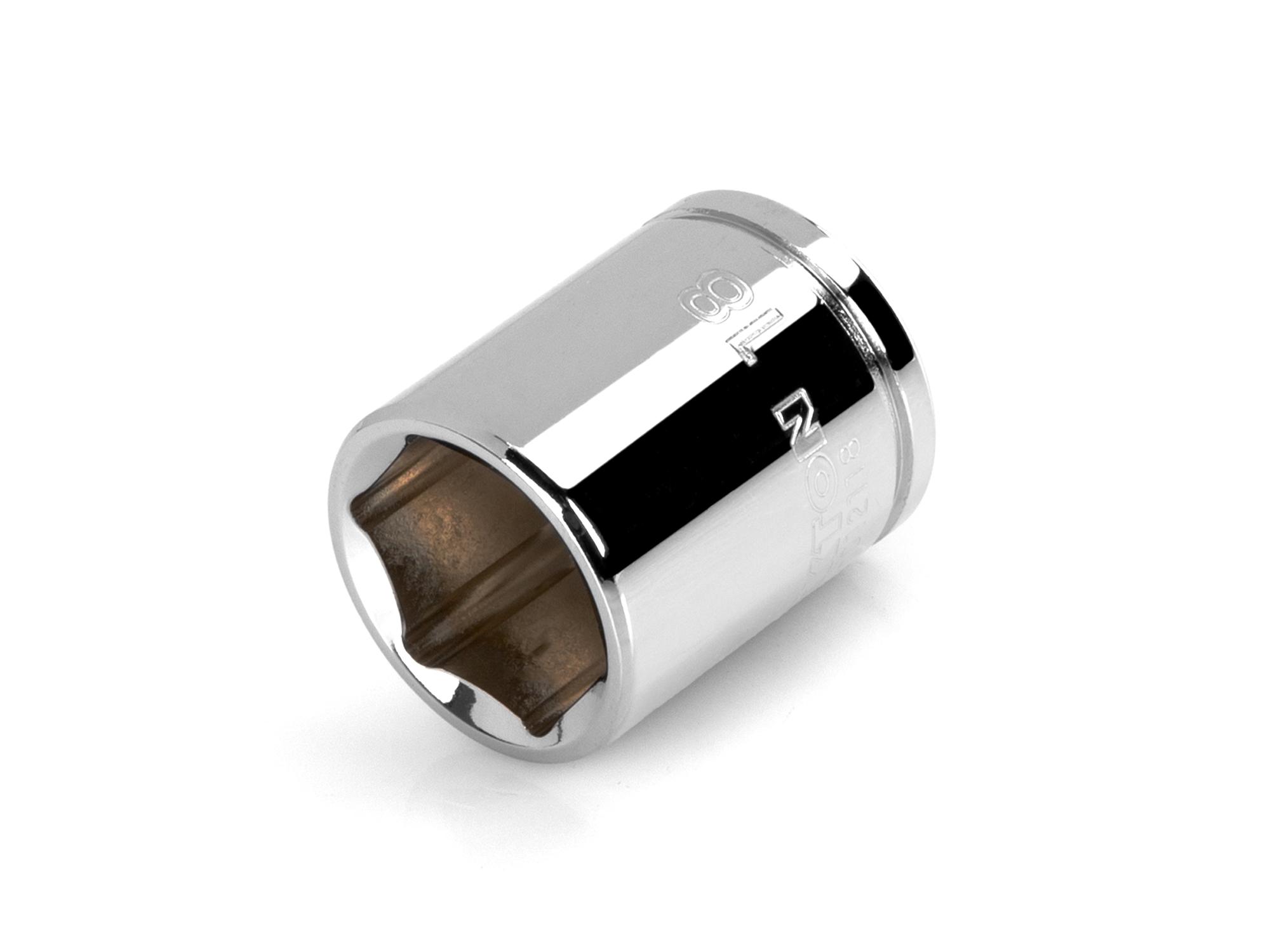 Front-right angle view of Tekton hand drive 6-point socket. Item #SHD12118