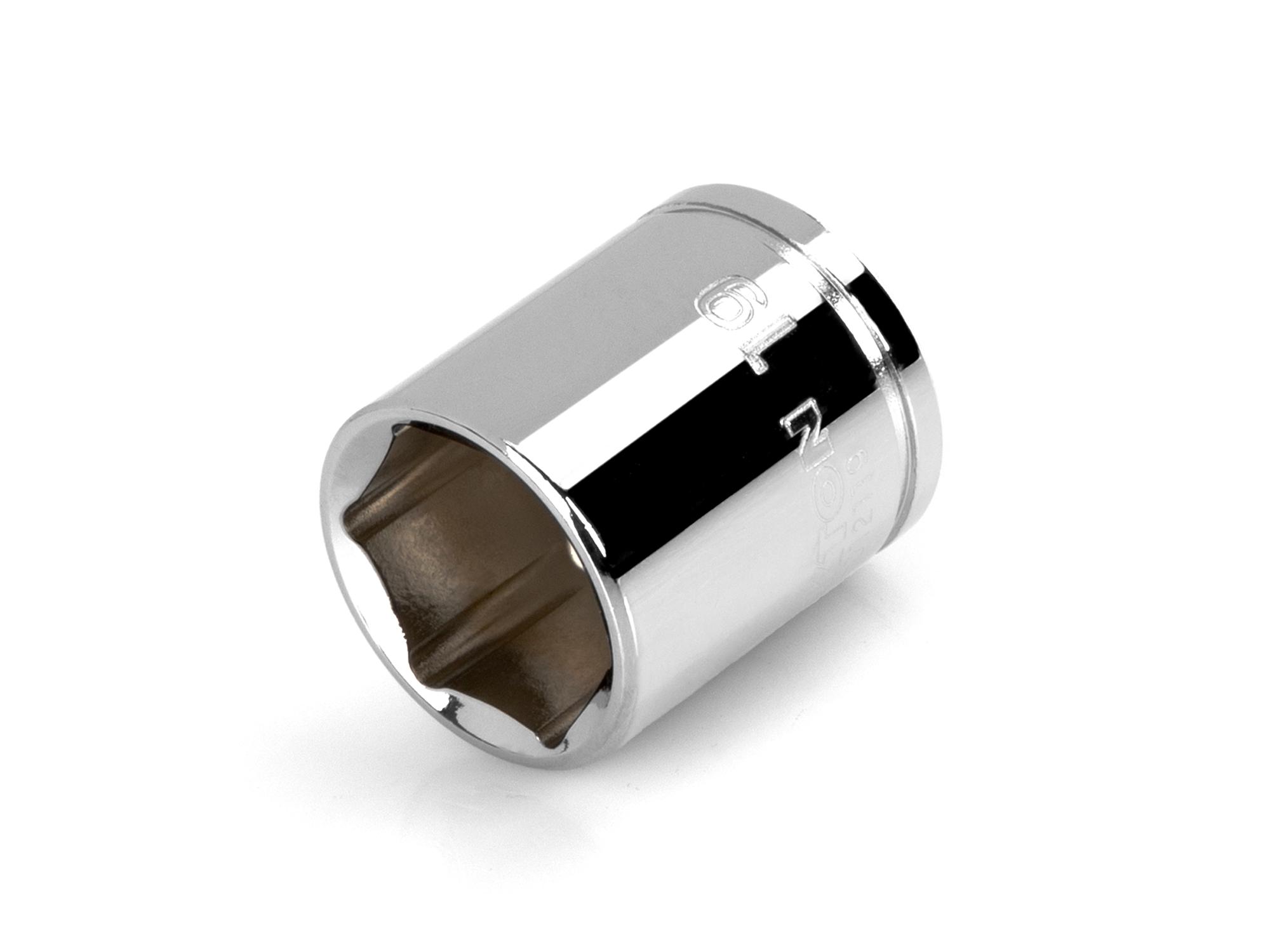 Front-right angle view of Tekton hand drive 6-point socket. Item #SHD12119
