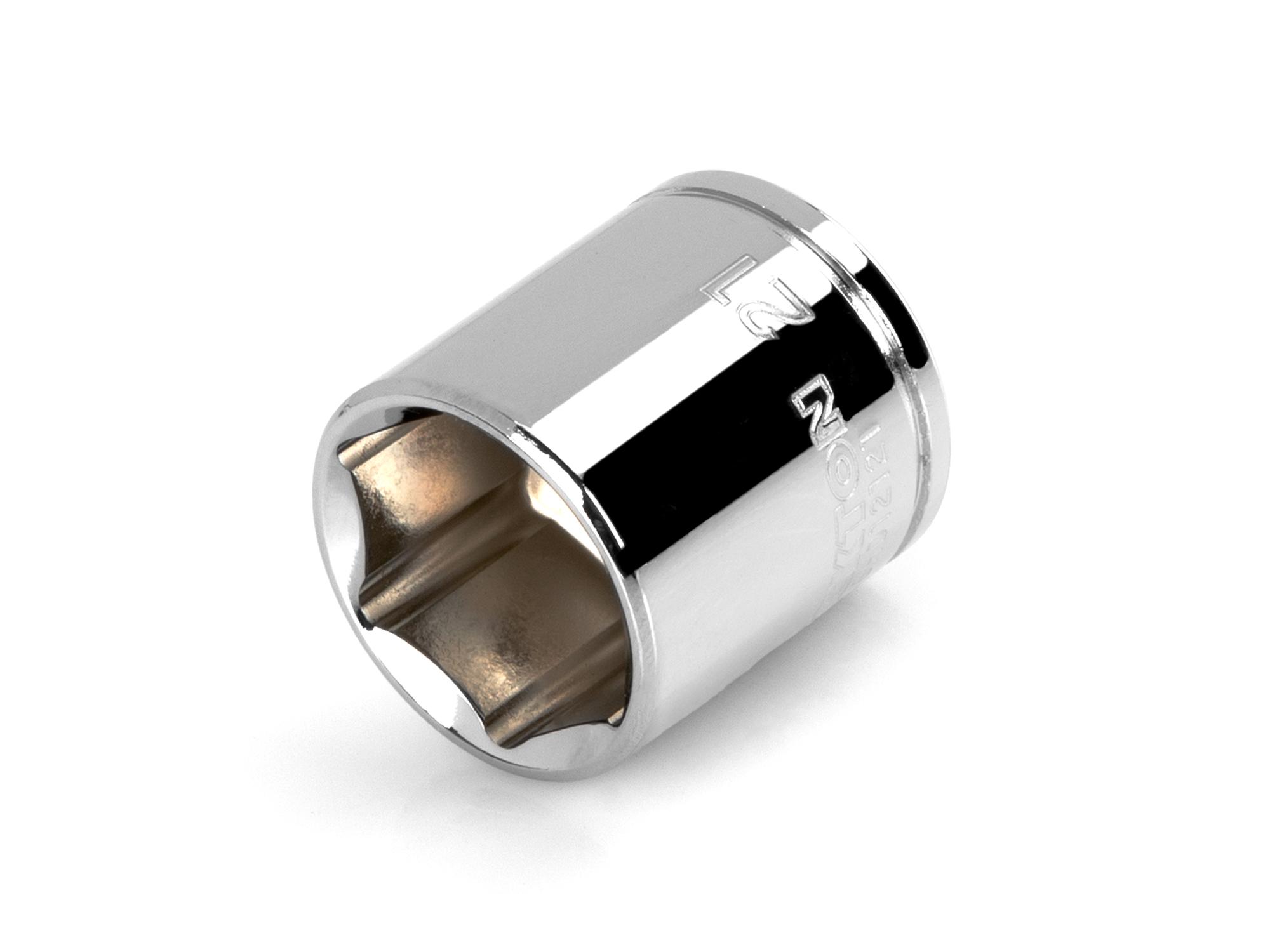 Front-right angle view of Tekton hand drive 6-point socket. Item #SHD12121