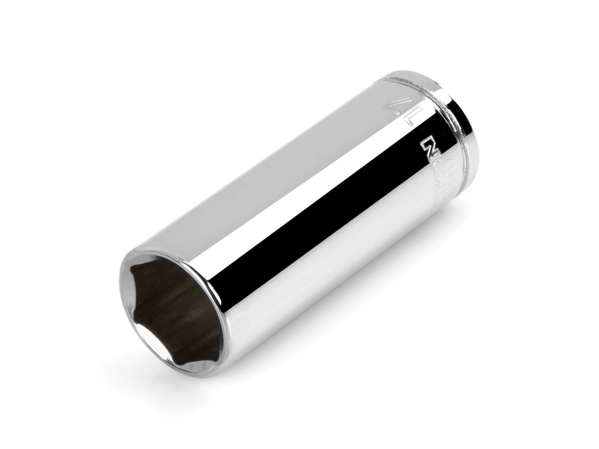 Front-right angle view of Tekton hand drive 6-point socket. Item #SHD13117