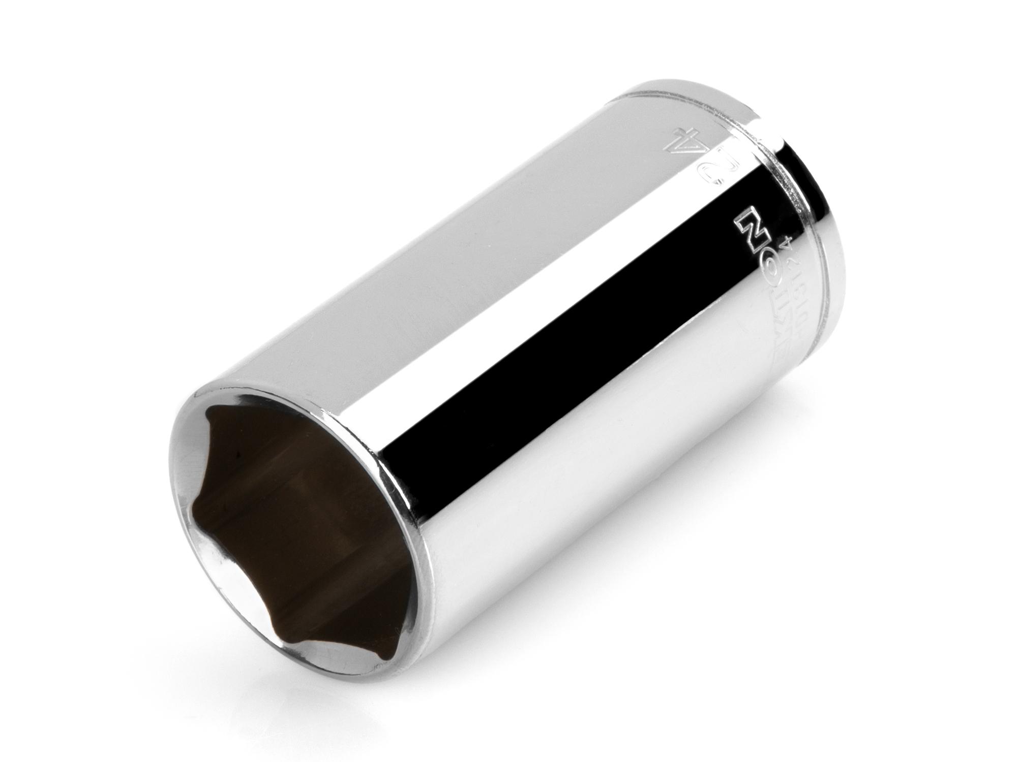 Front-right angle view of Tekton hand drive 6-point socket. Item #SHD13124