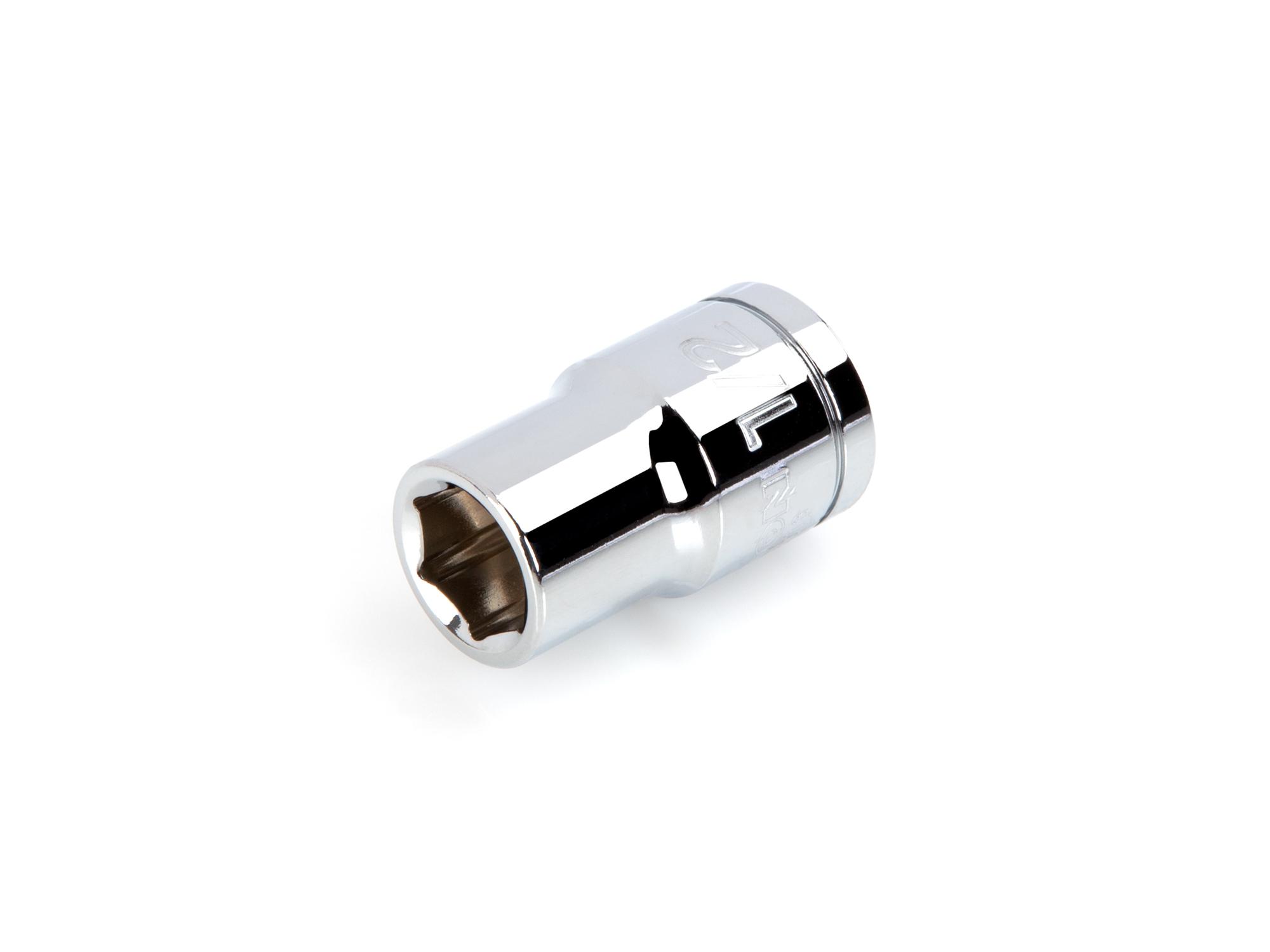 Front-right angle view of Tekton hand drive 6-point socket. Item #SHD22013