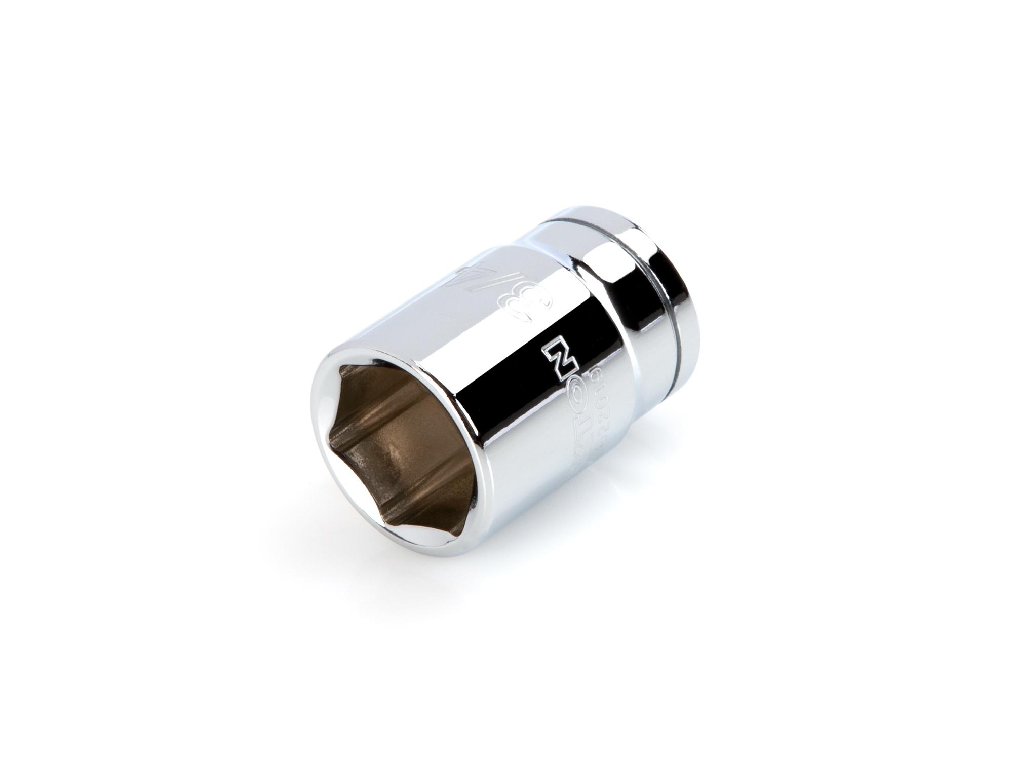 Front-right angle view of Tekton hand drive 6-point socket. Item #SHD22019