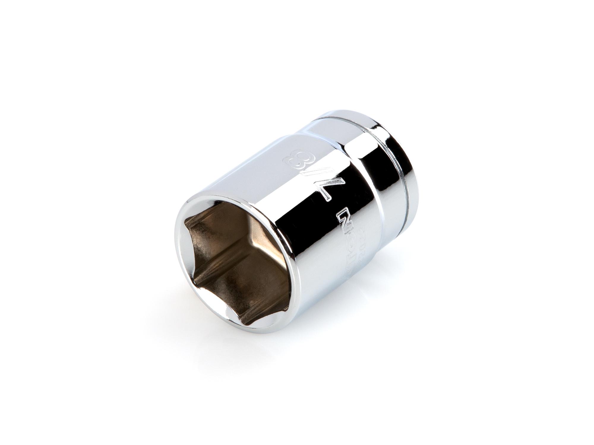 Front-right angle view of Tekton hand drive 6-point socket. Item #SHD22022