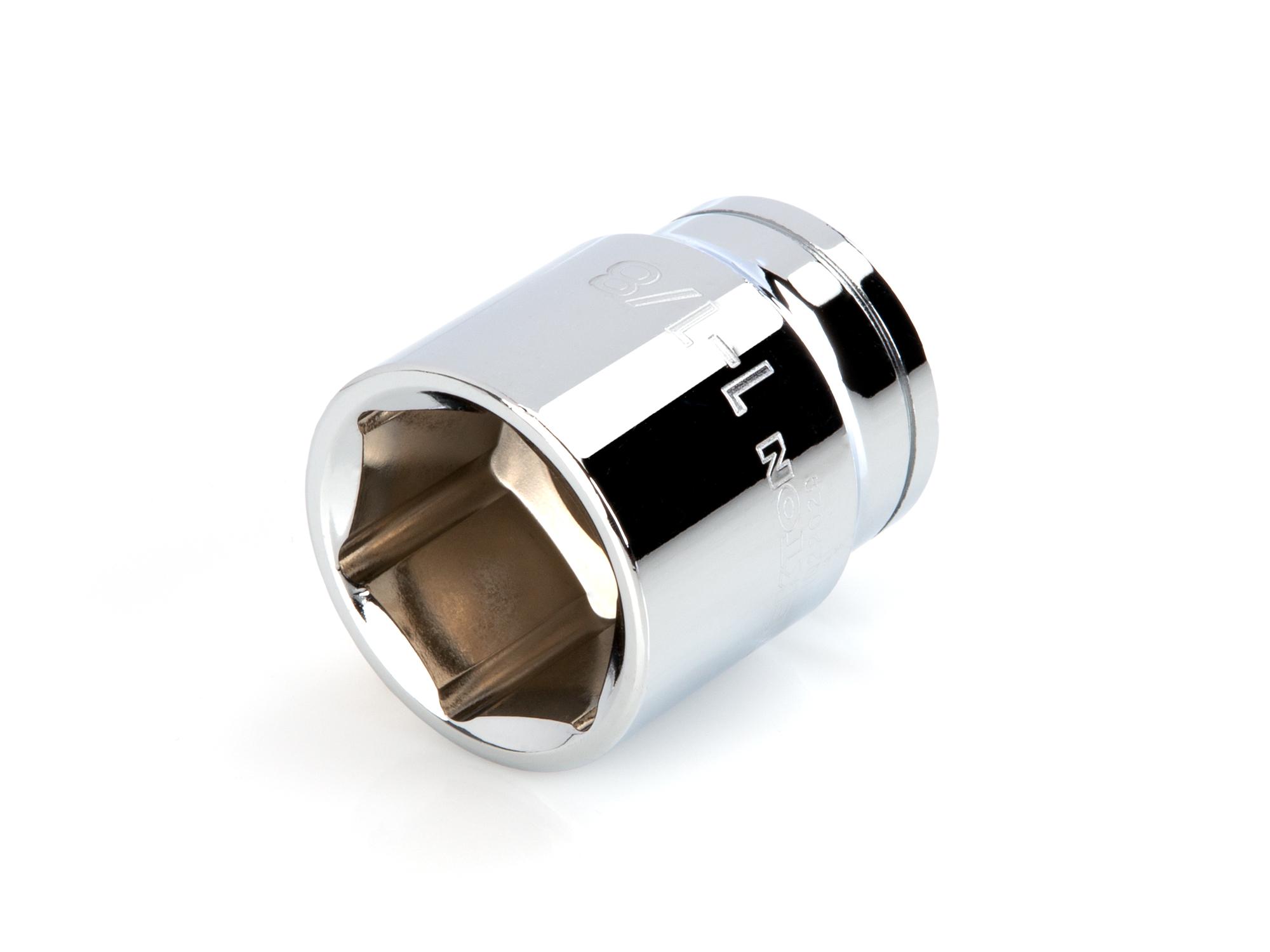 Front-right angle view of Tekton hand drive 6-point socket. Item #SHD22029