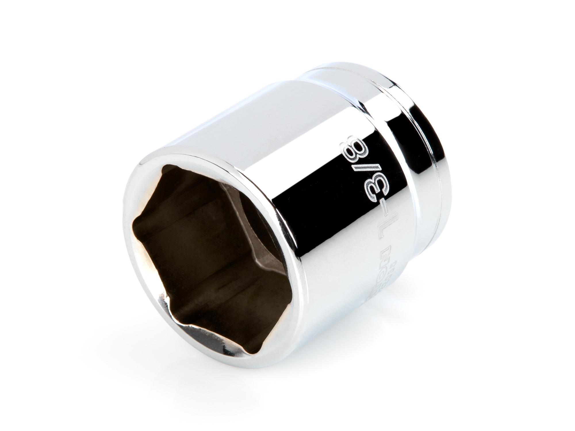 Front-right angle view of Tekton hand drive 6-point socket. Item #SHD22035