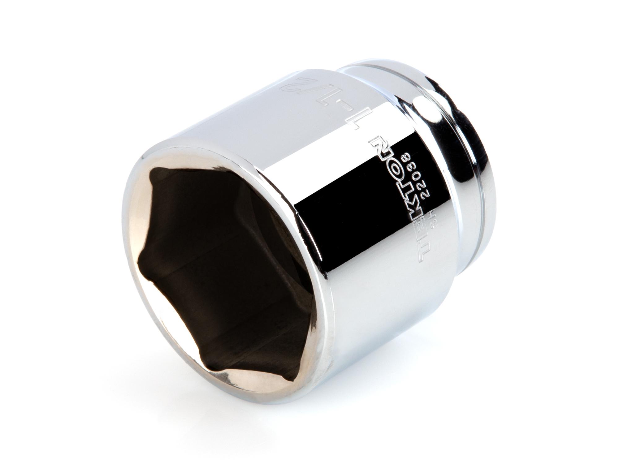 Front-right angle view of Tekton hand drive 6-point socket. Item #SHD22038