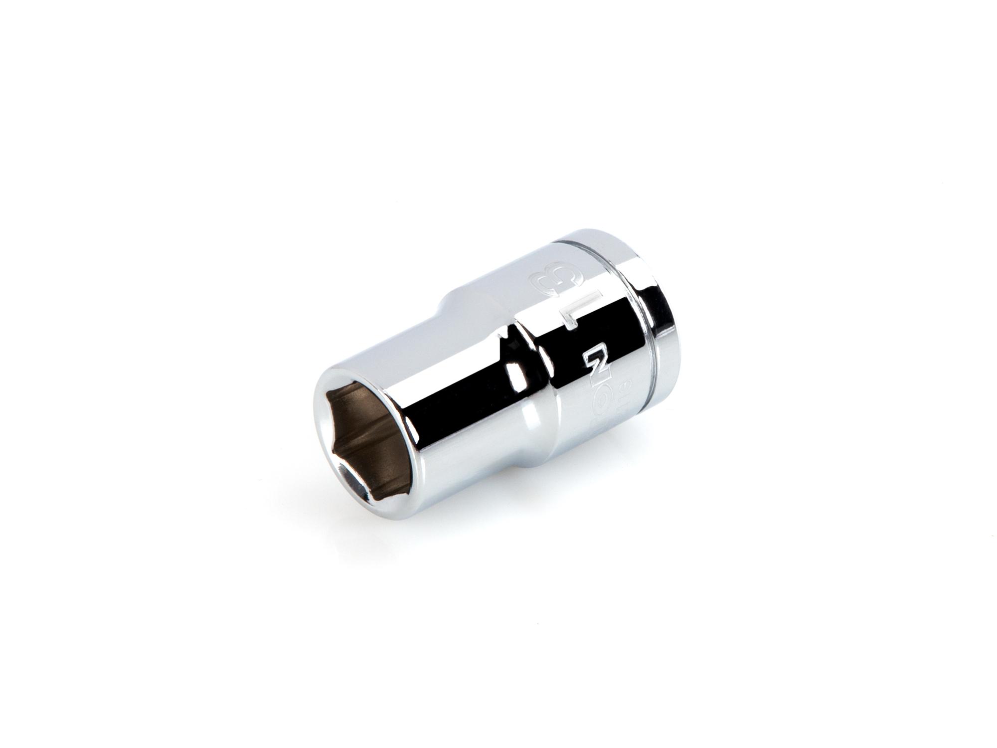 Front-right angle view of Tekton hand drive 6-point socket. Item #SHD22113