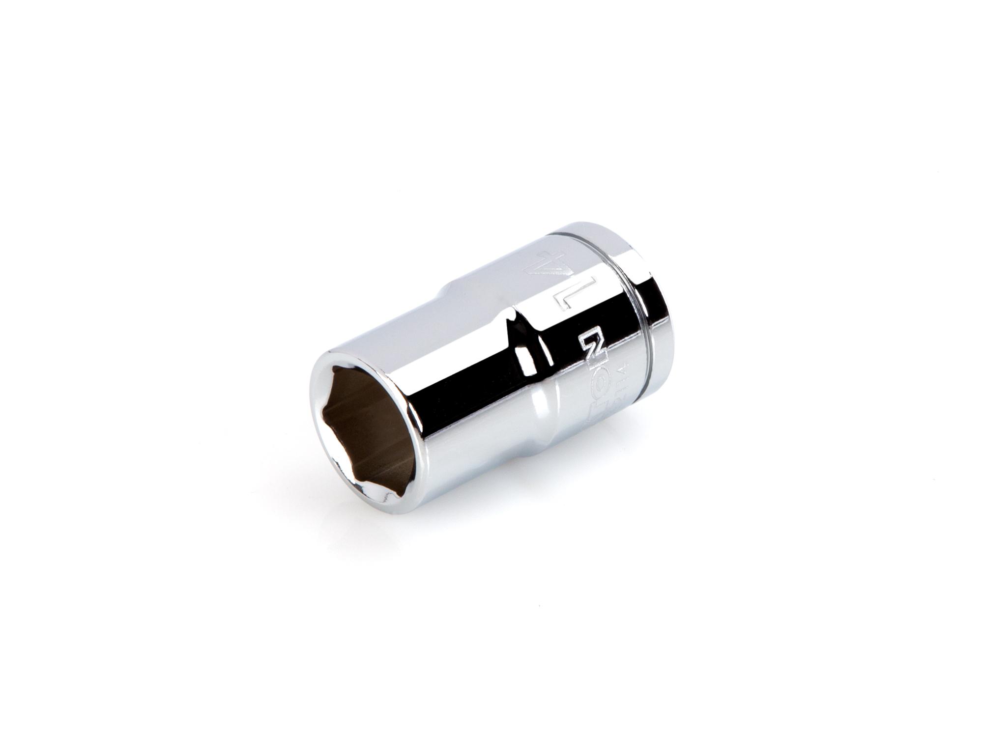 Front-right angle view of Tekton hand drive 6-point socket. Item #SHD22114