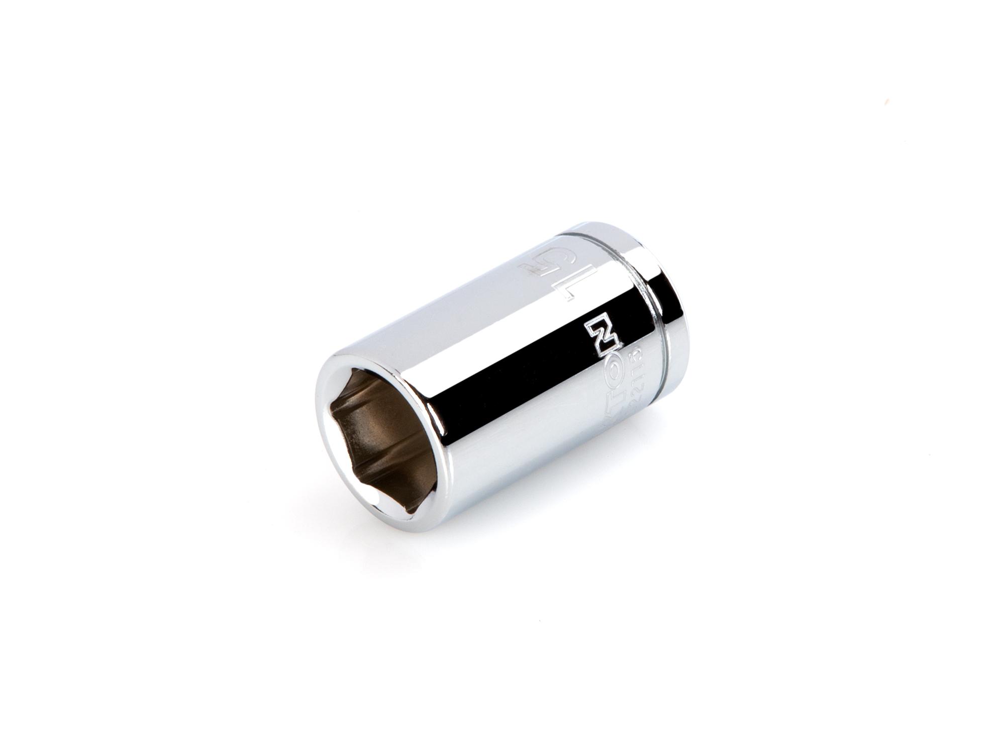 Front-right angle view of Tekton hand drive 6-point socket. Item #SHD22115