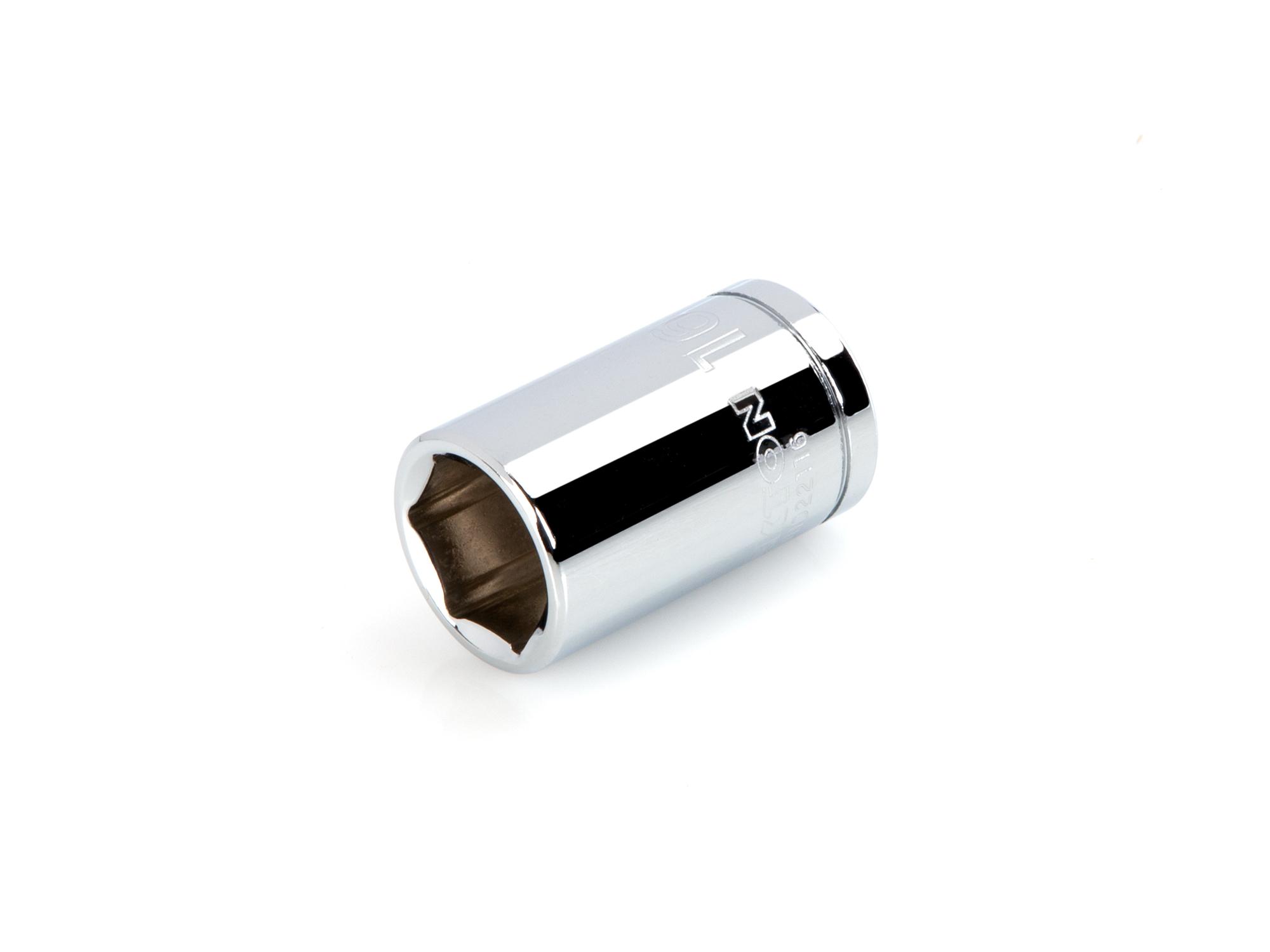 Front-right angle view of Tekton hand drive 6-point socket. Item #SHD22116